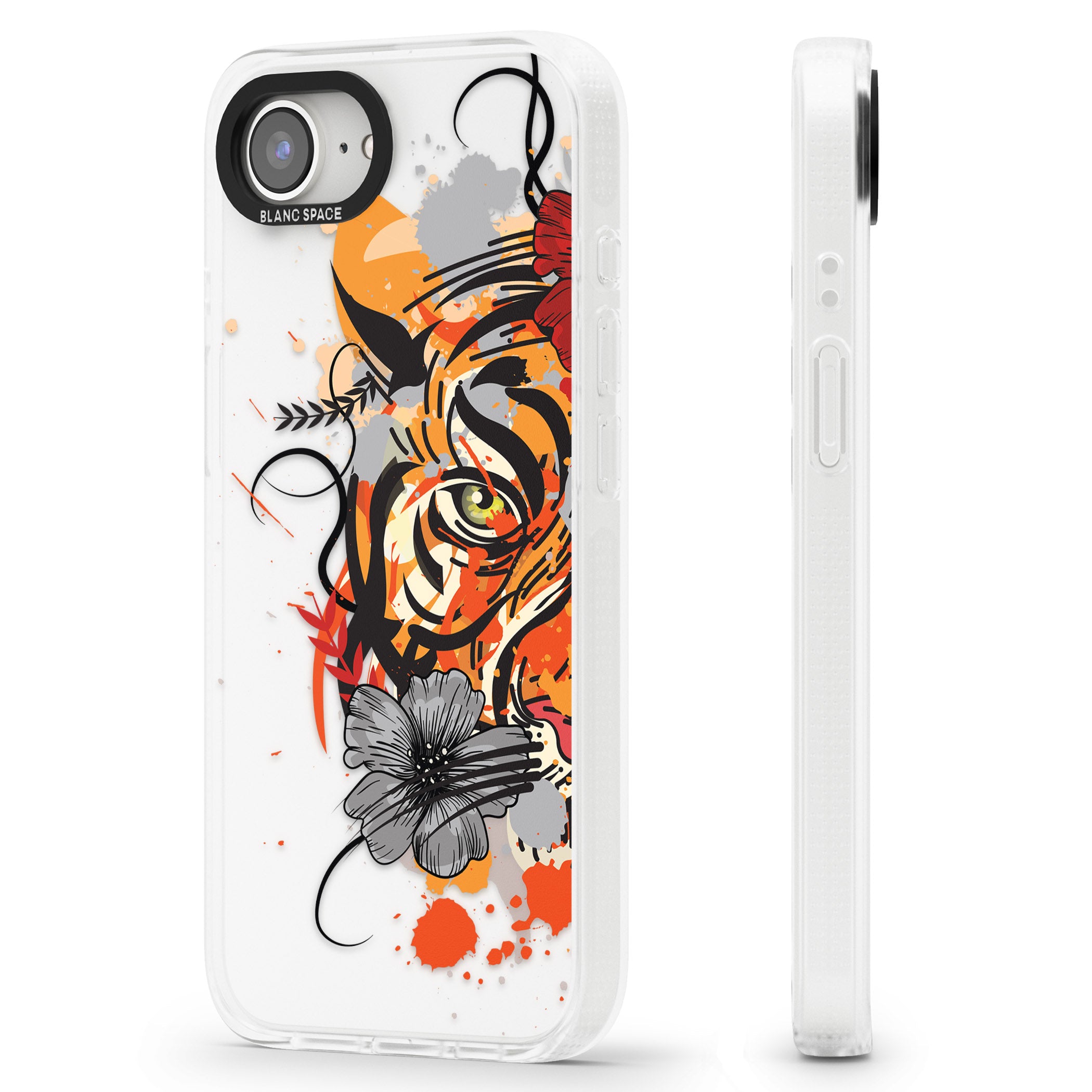 Sugar Skull Tiger iPhone 16e Clear Case Impact Air - Blanc Space
