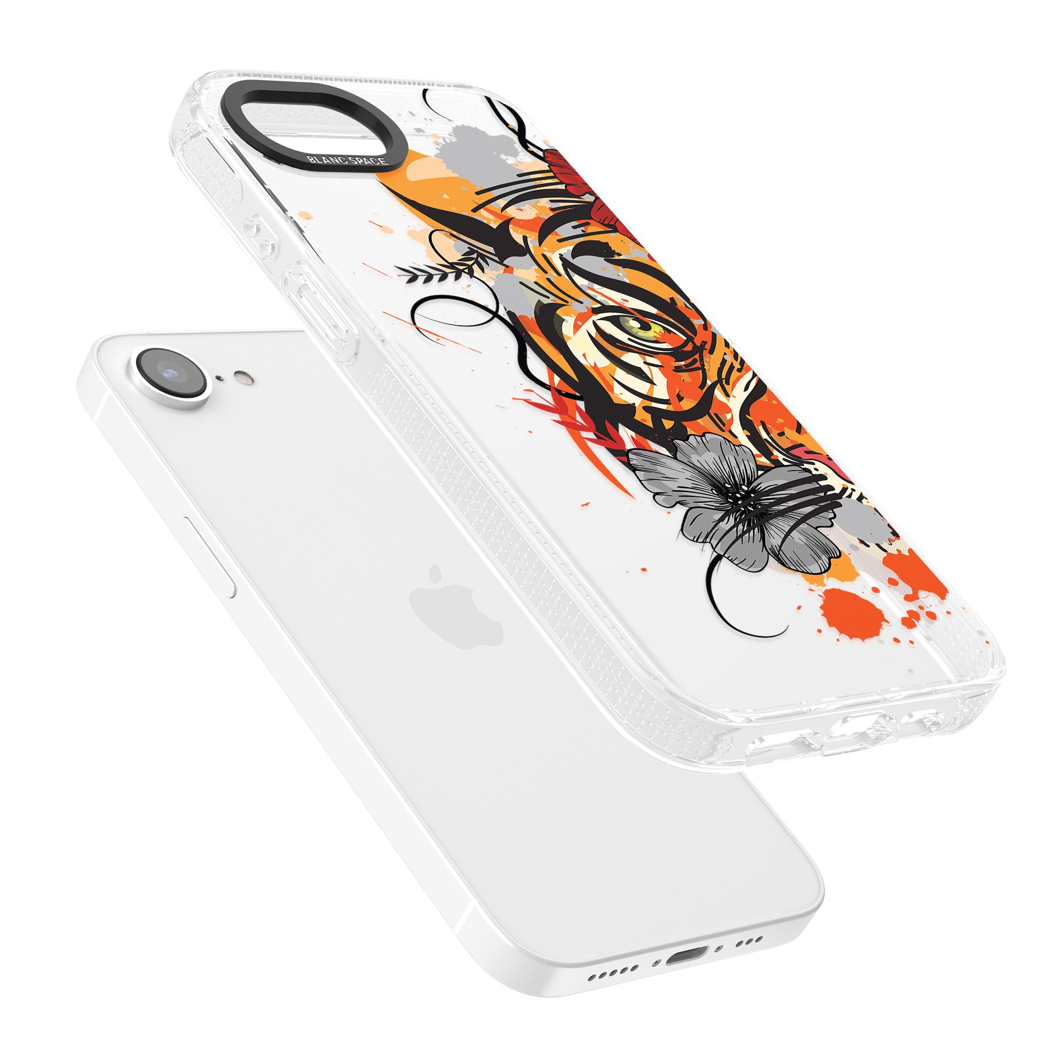 Sugar Skull Tiger iPhone 16e Clear Case Impact Air - Blanc Space