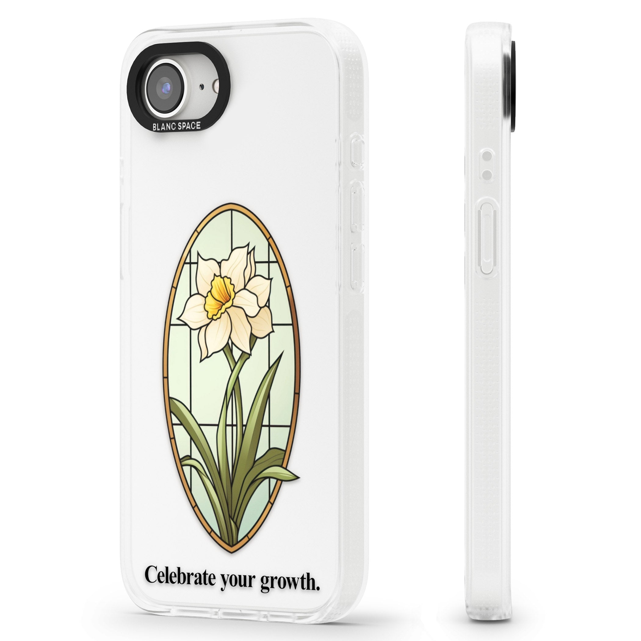Celebrate your growth iPhone 16e Clear Case Impact Air - Blanc Space