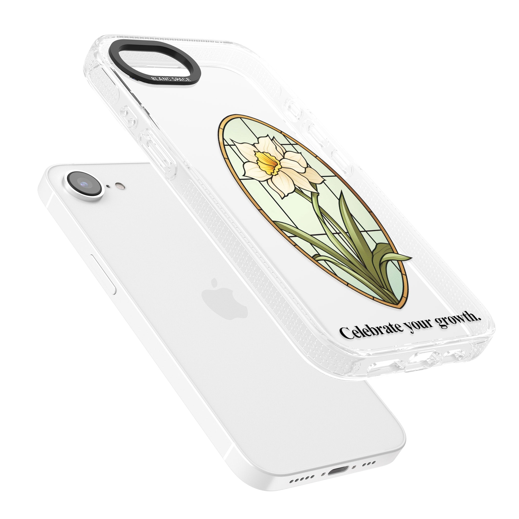 Celebrate your growth iPhone 16e Clear Case Impact Air - Blanc Space