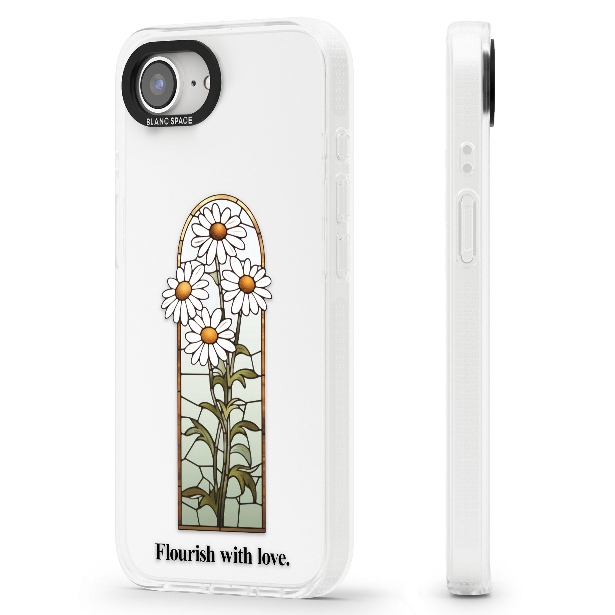 Flourish with love iPhone 16e Clear Case Impact Air - Blanc Space