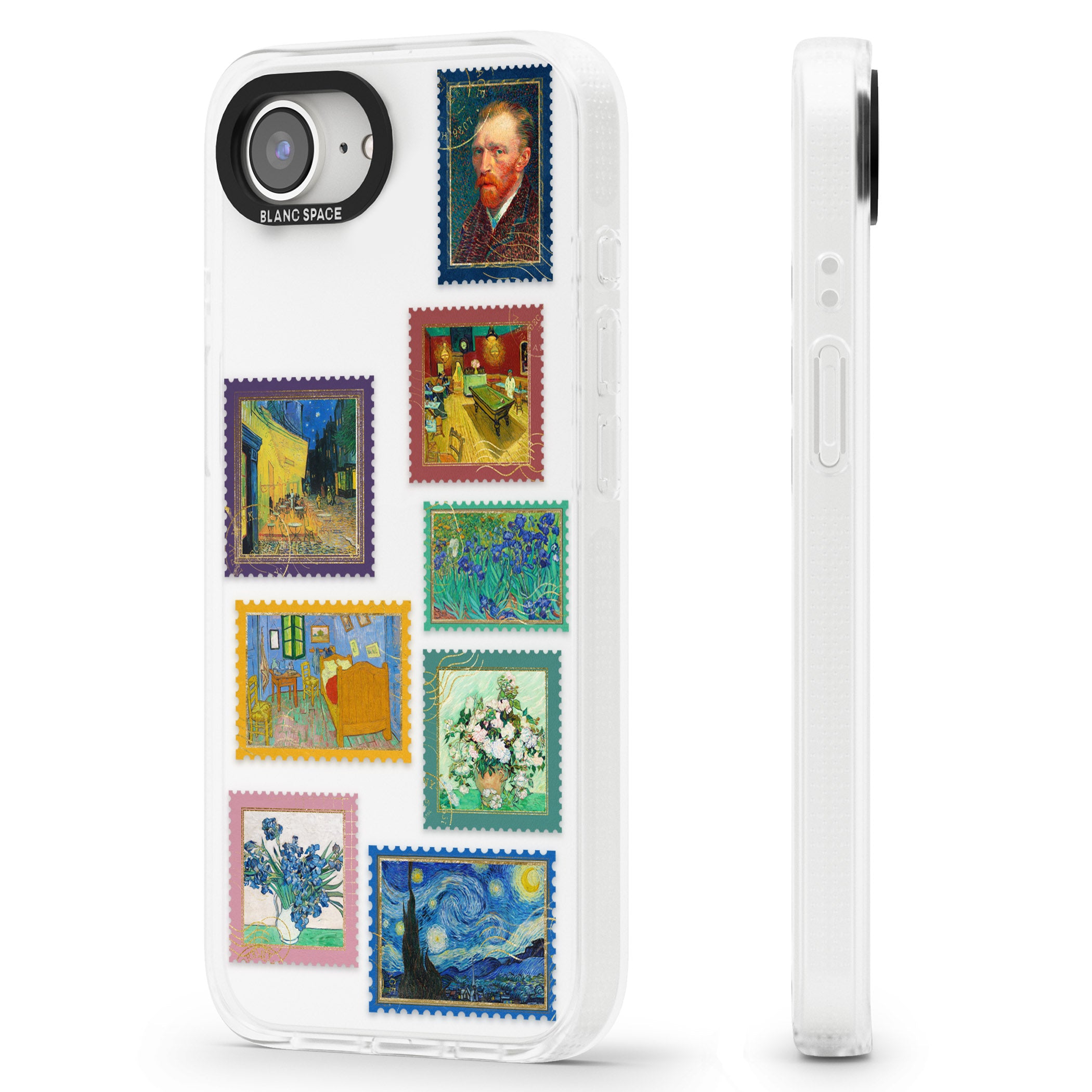 Colourful Vintage Art Stamps iPhone 16e Clear Case Impact Air - Blanc Space