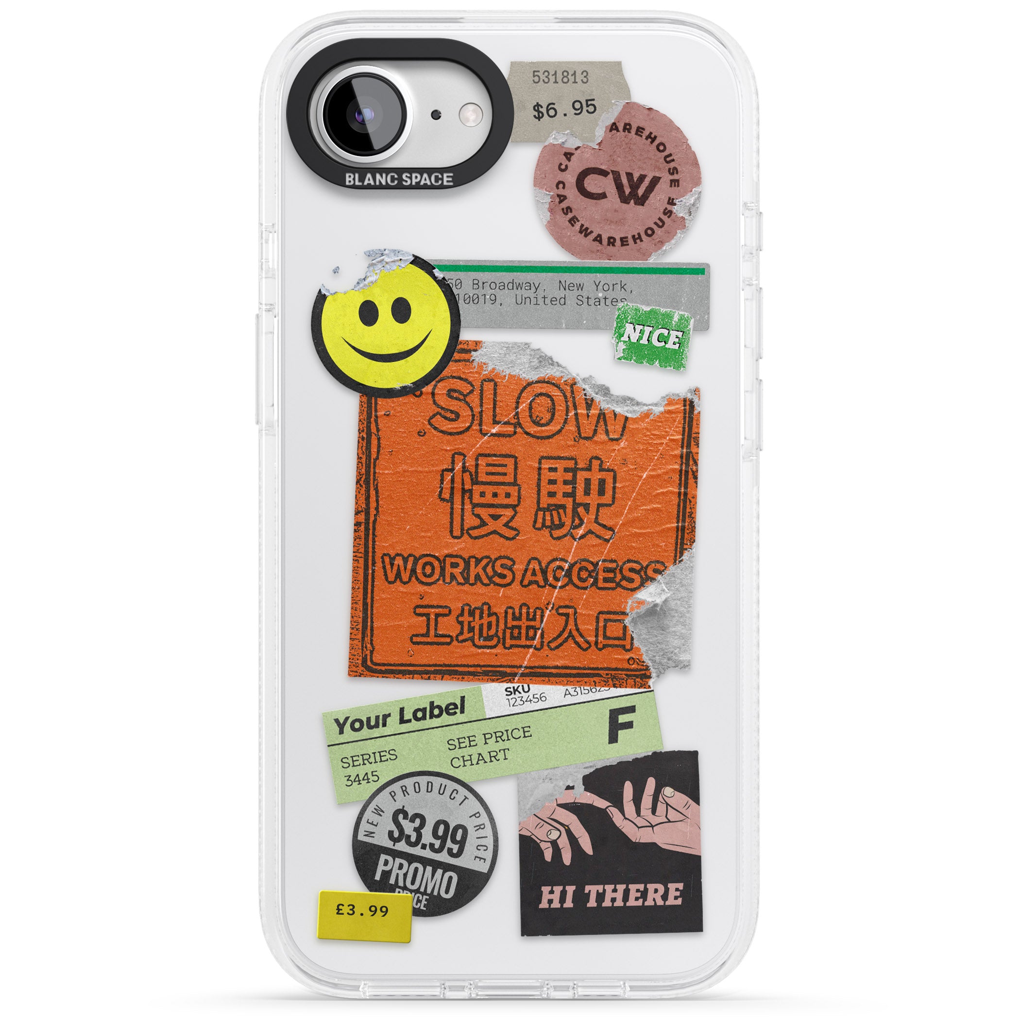 Kanji Signs Sticker Mix iPhone 16e Clear Case Impact Air - Blanc Space