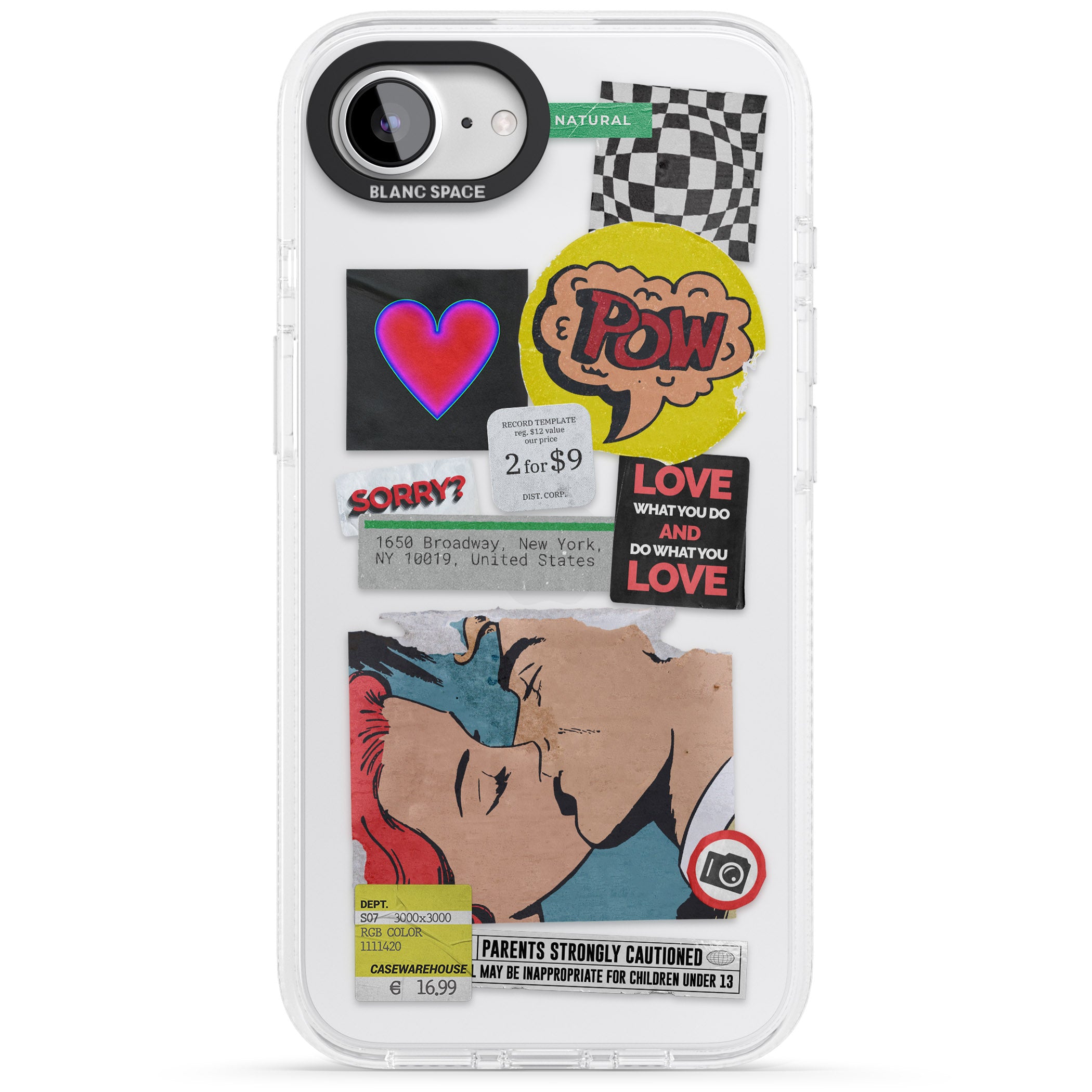 Retro Sticker Mix iPhone 16e Clear Case Impact Air - Blanc Space