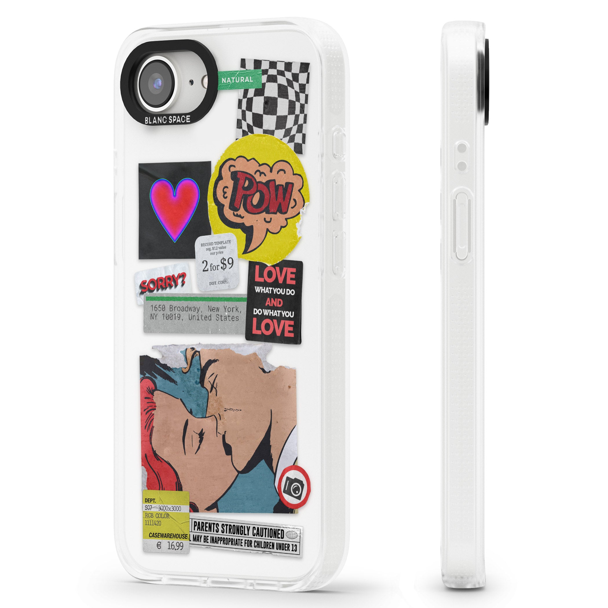 Retro Sticker Mix iPhone 16e Clear Case Impact Air - Blanc Space