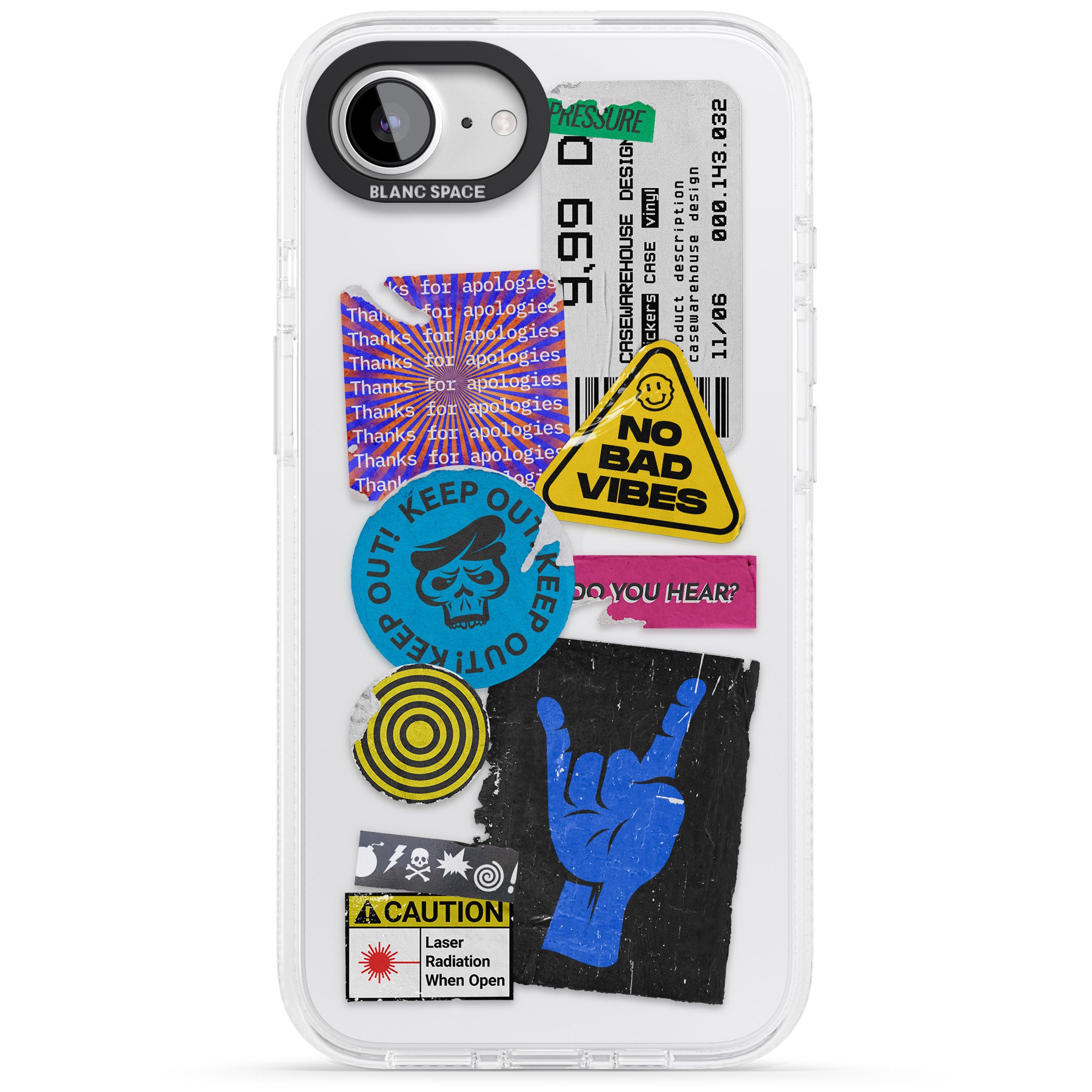 No Bad Vibes Sticker Mix iPhone 16e Clear Case Impact Air - Blanc Space