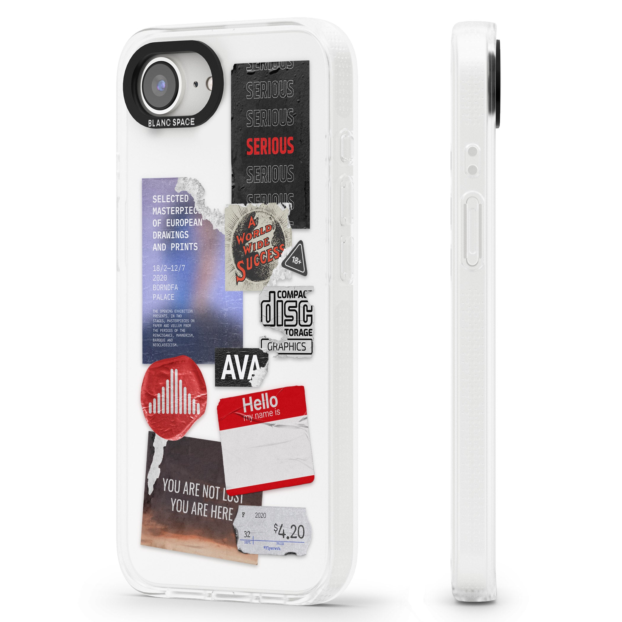 Red & Black Sticker Mix iPhone 16e Clear Case Impact Air - Blanc Space