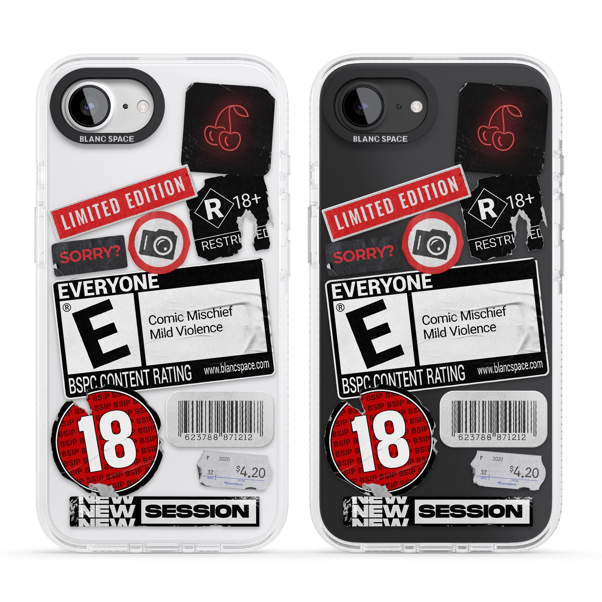 Rated 18+ Sticker Mix iPhone 16e Clear Case Impact Air - Blanc Space