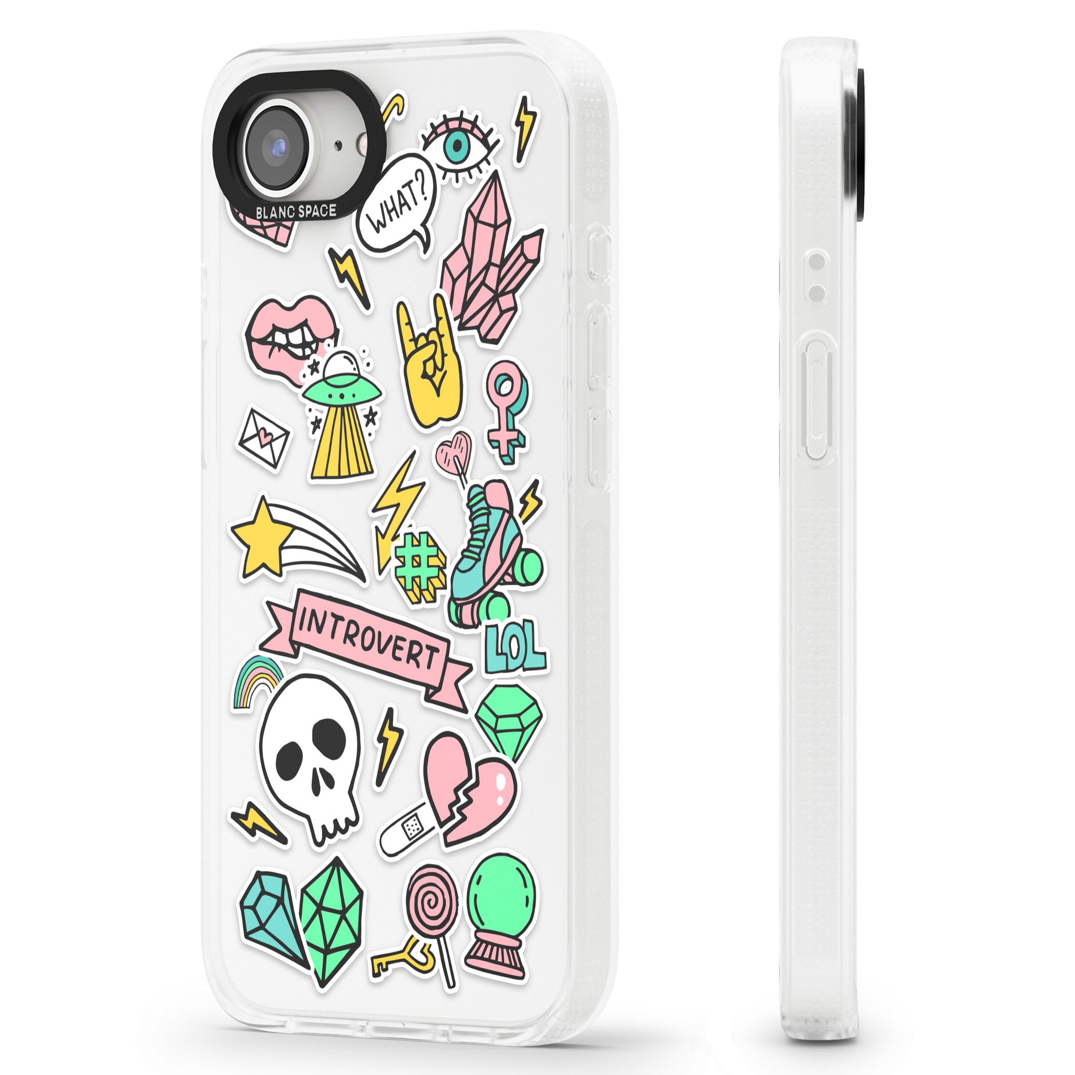 Introvert Sticker iPhone 16e Clear Case Impact Air - Blanc Space