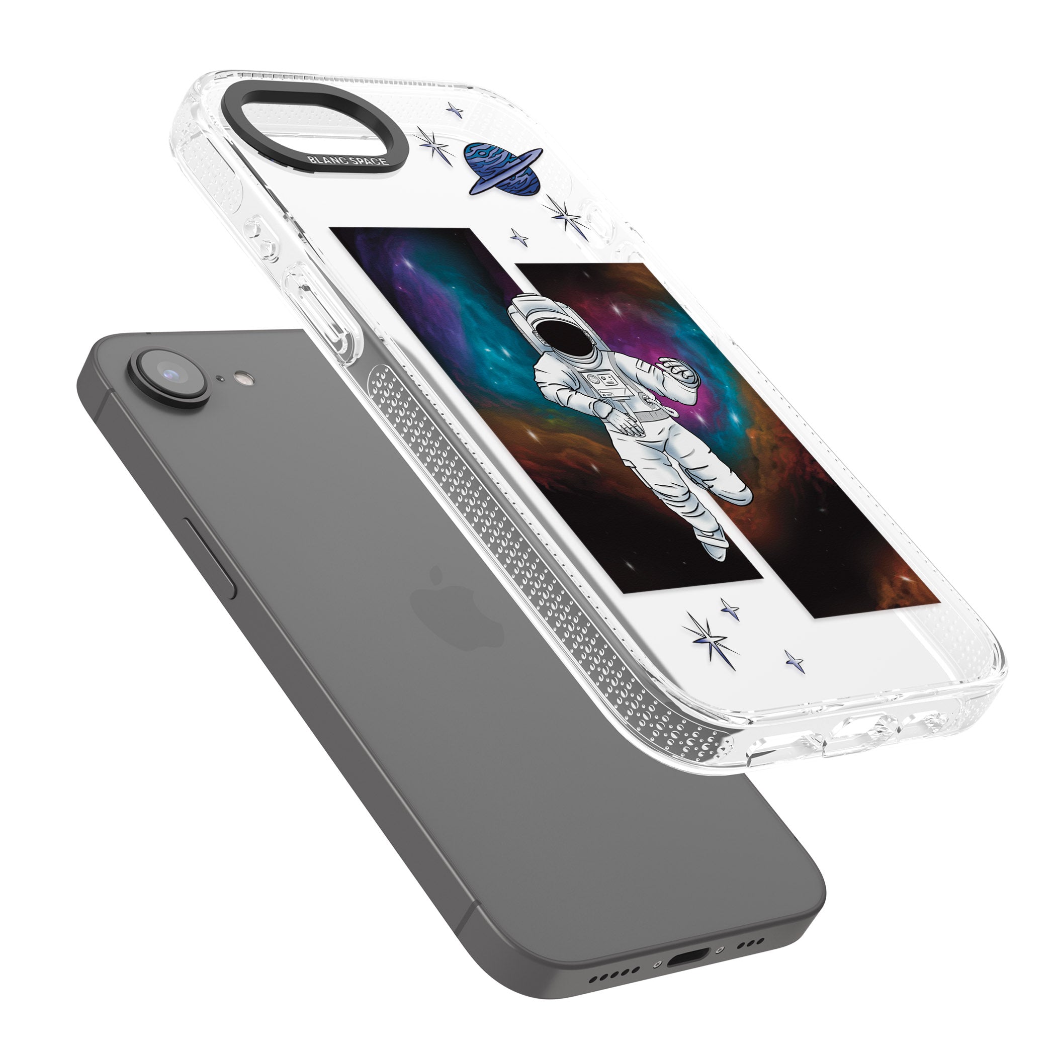 Escape The Nebula iPhone 16e Clear Case Impact Air - Blanc Space