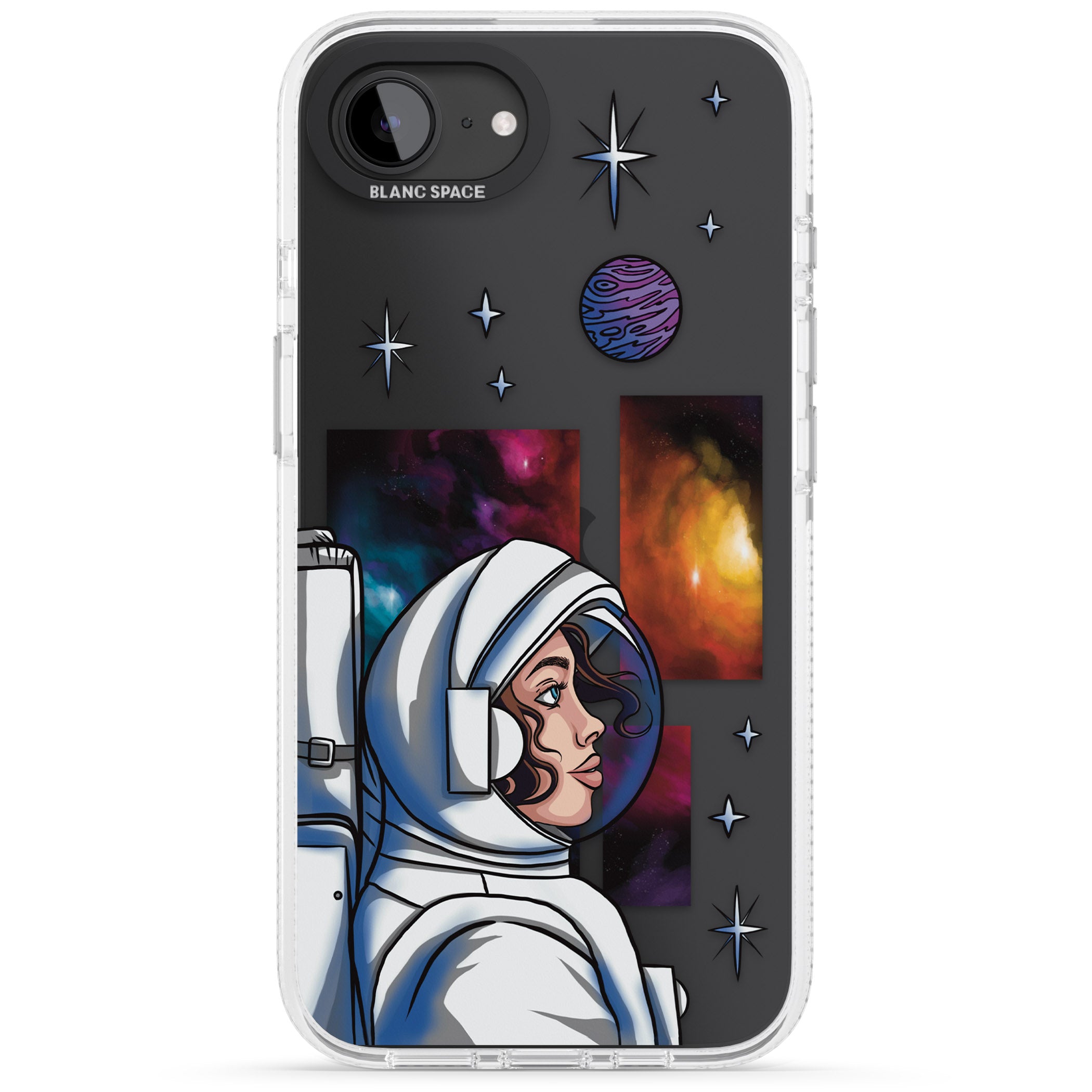 Cosmic Ambition iPhone 16e Clear Case Impact Air - Blanc Space