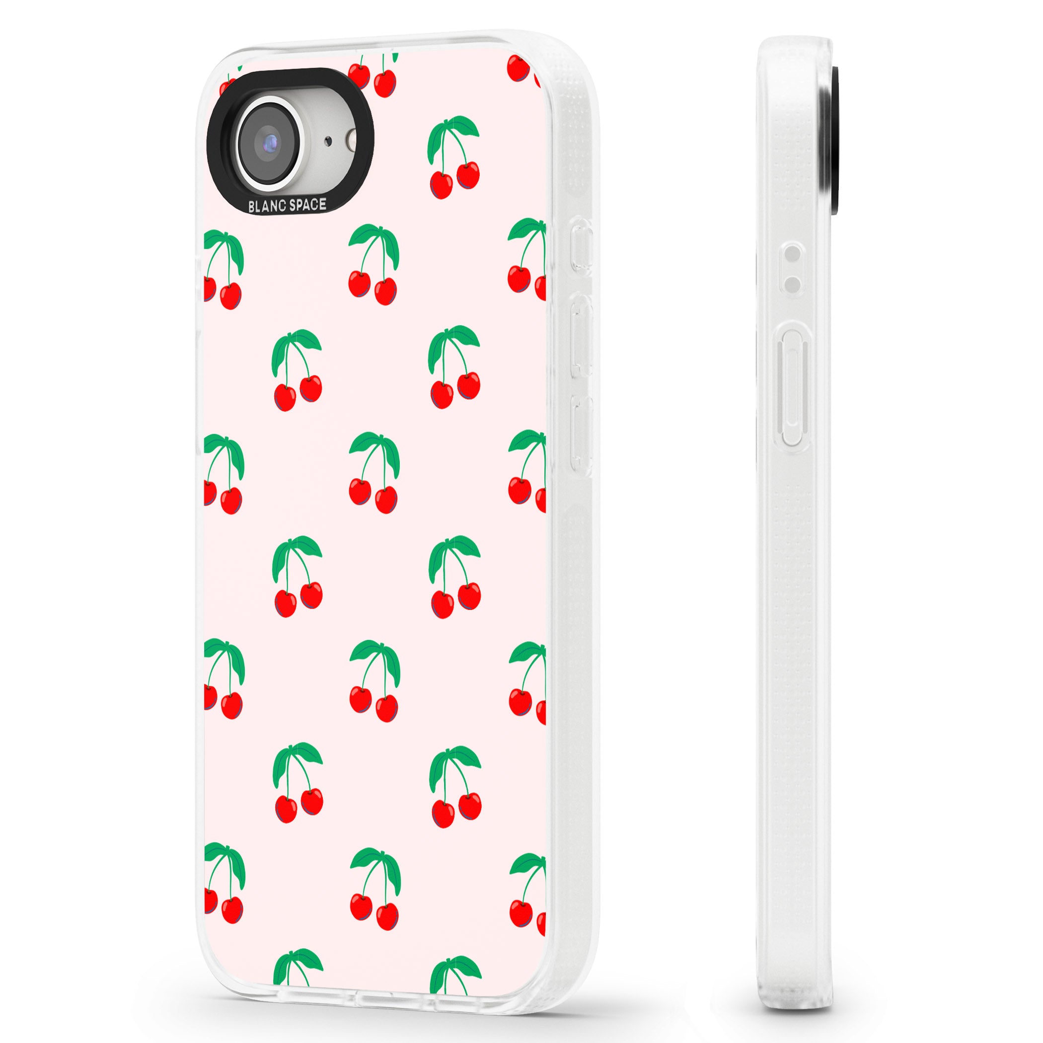 Cute Cherry Pattern iPhone 16e Clear Case Impact Air - Blanc Space