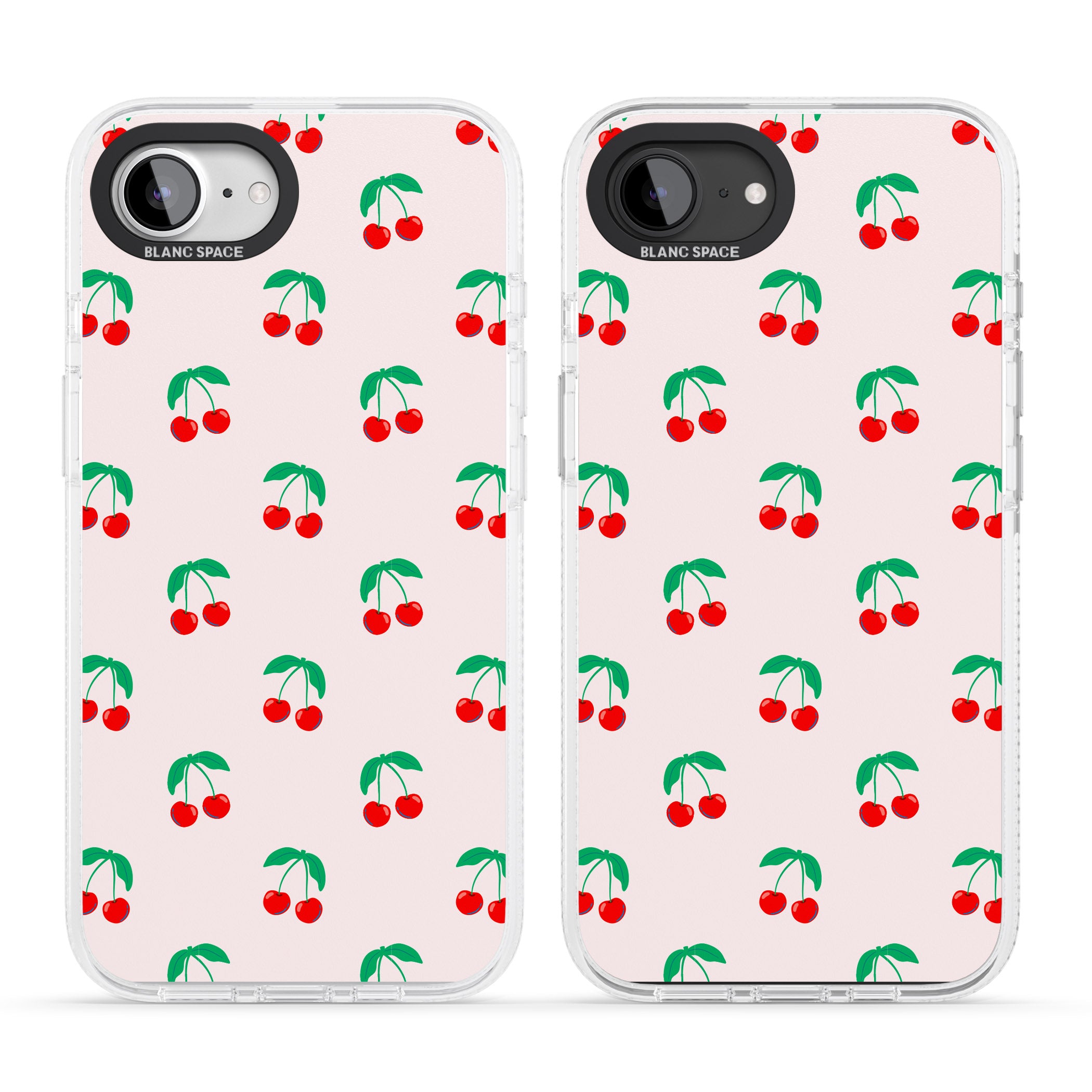 Cute Cherry Pattern iPhone 16e Clear Case Impact Air - Blanc Space