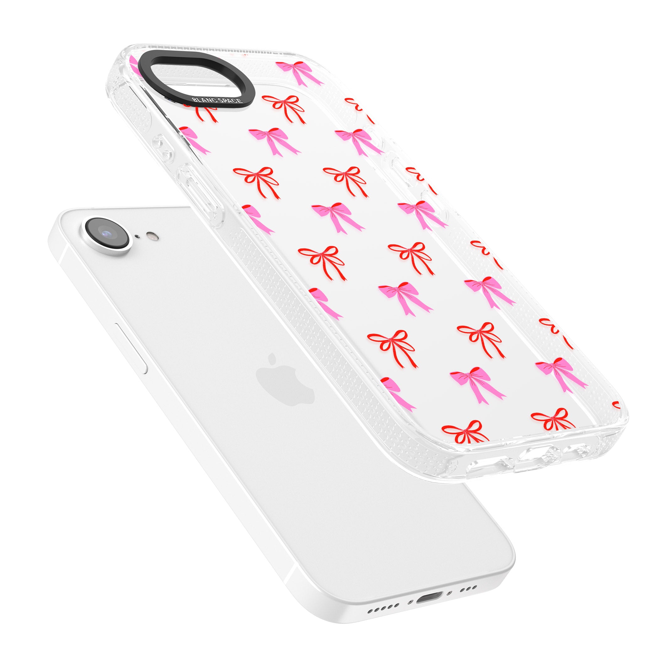 Cute Bow Pattern iPhone 16e Clear Case Impact Air - Blanc Space