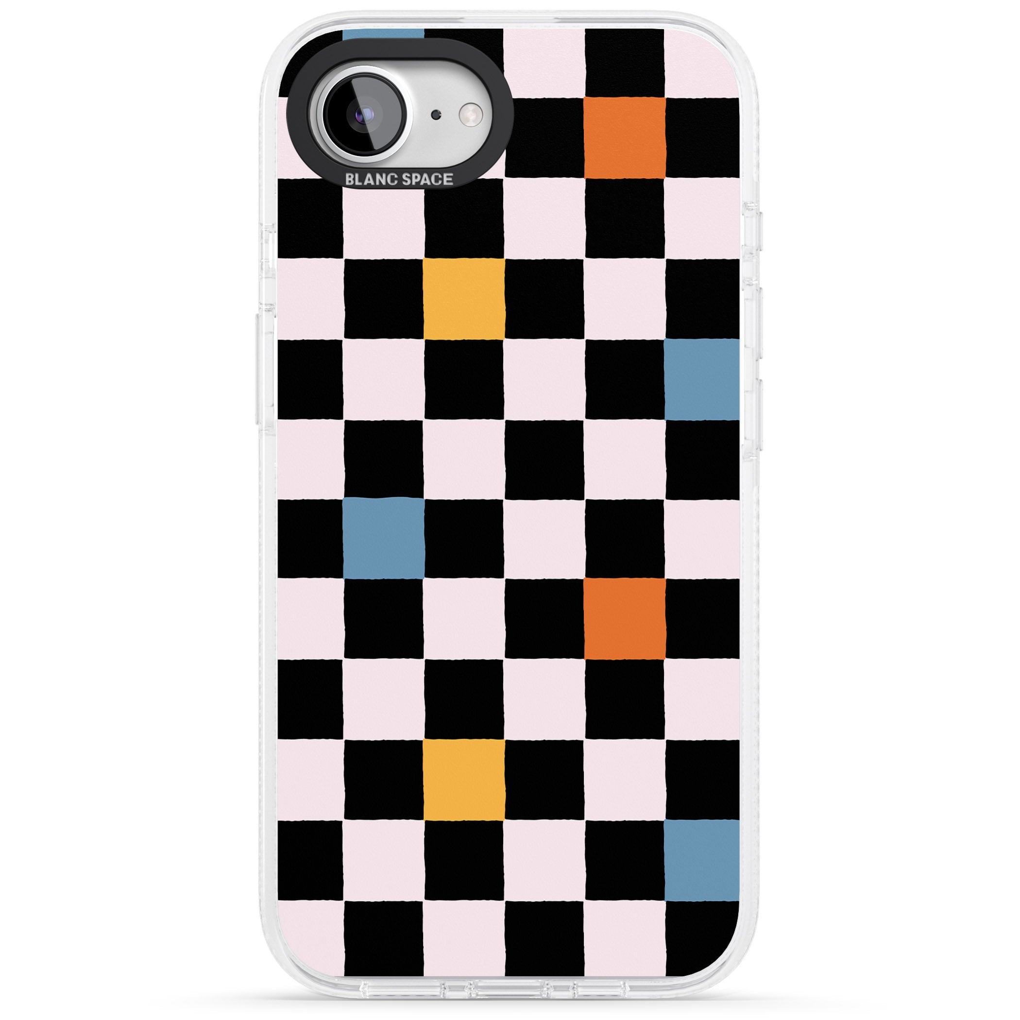 Vibrant Retro Checkered iPhone 16e Clear Case Impact Air - Blanc Space