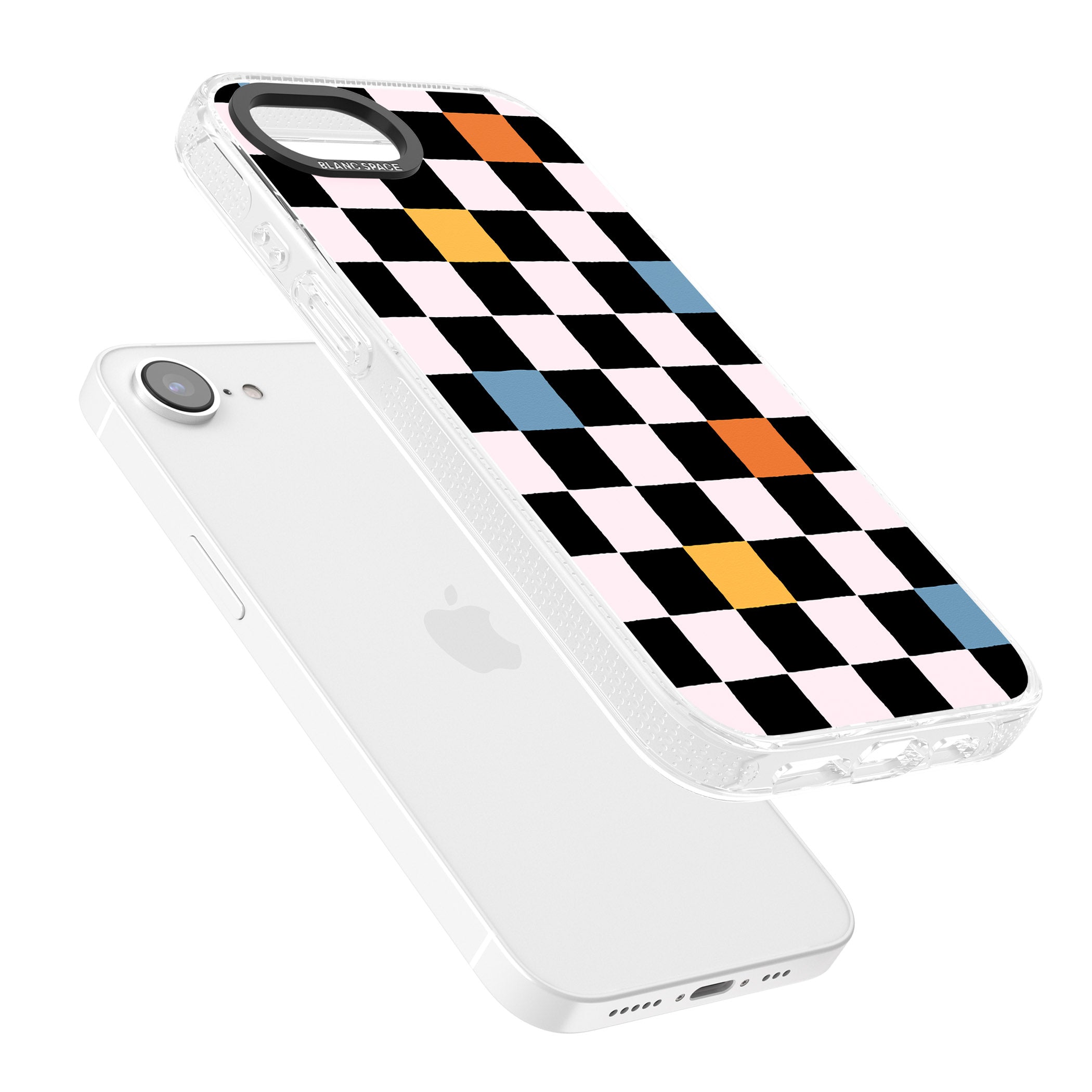 Vibrant Retro Checkered iPhone 16e Clear Case Impact Air - Blanc Space