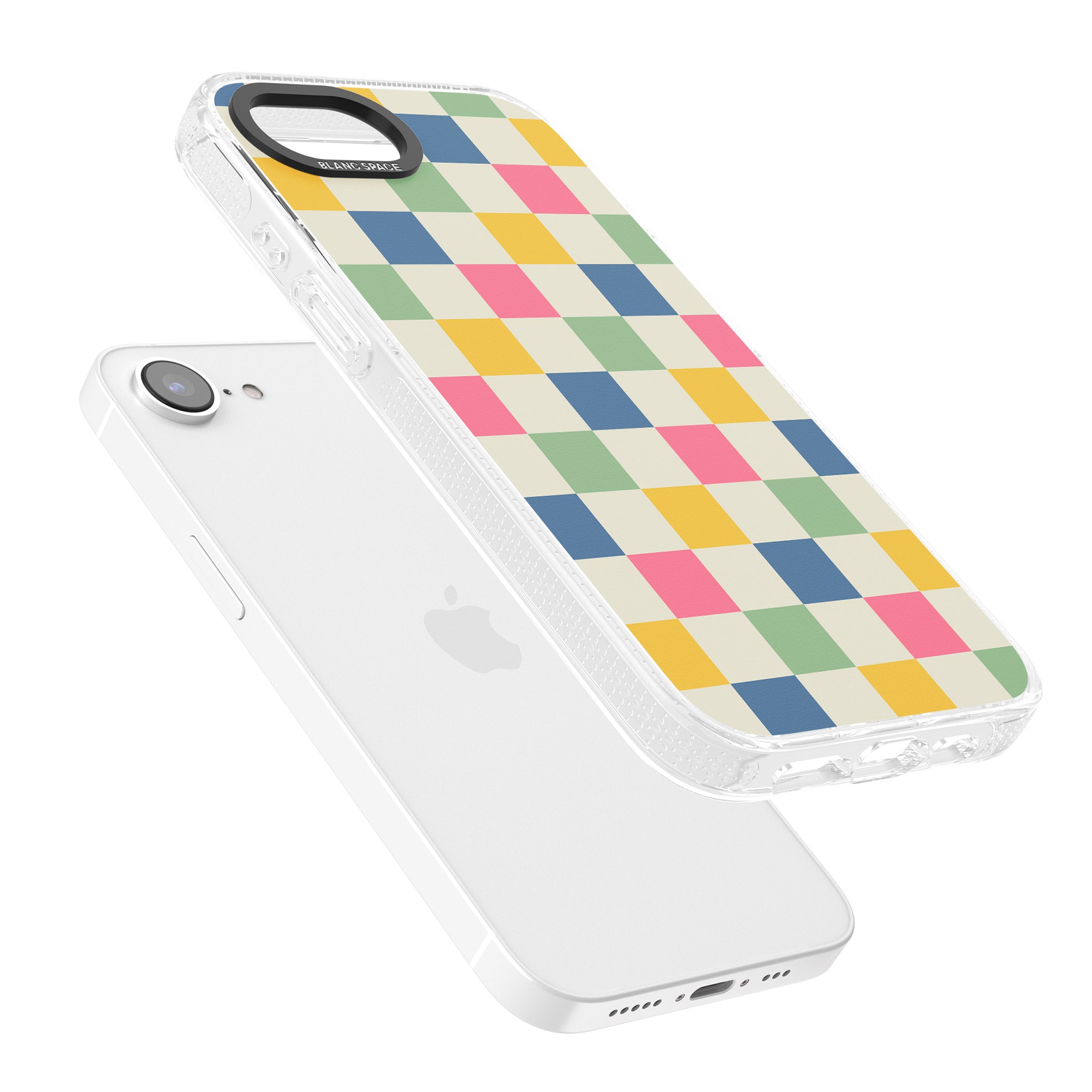 Pastel Multicolor Checkered iPhone 16e Clear Case Impact Air - Blanc Space