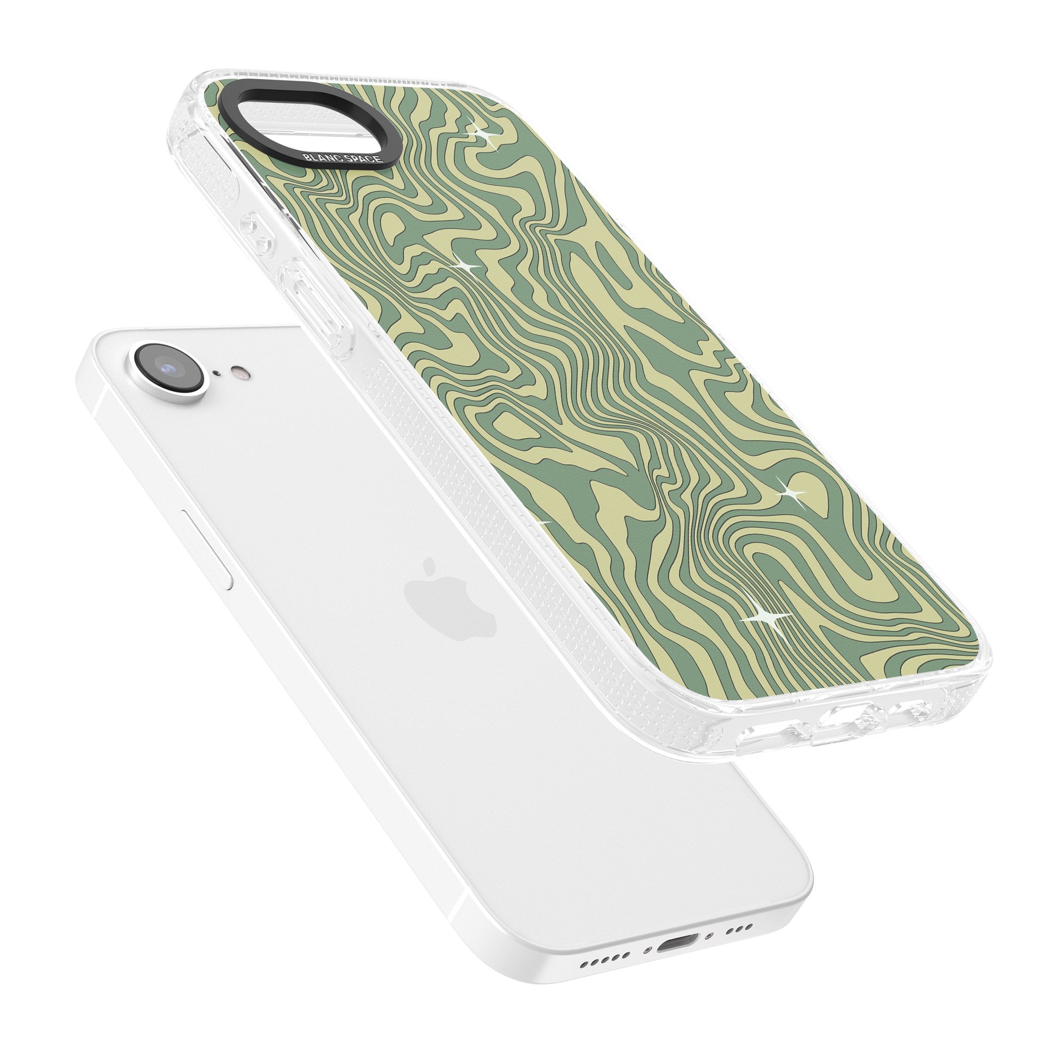 Green Abstract Wave iPhone 16e Clear Case Impact Air - Blanc Space