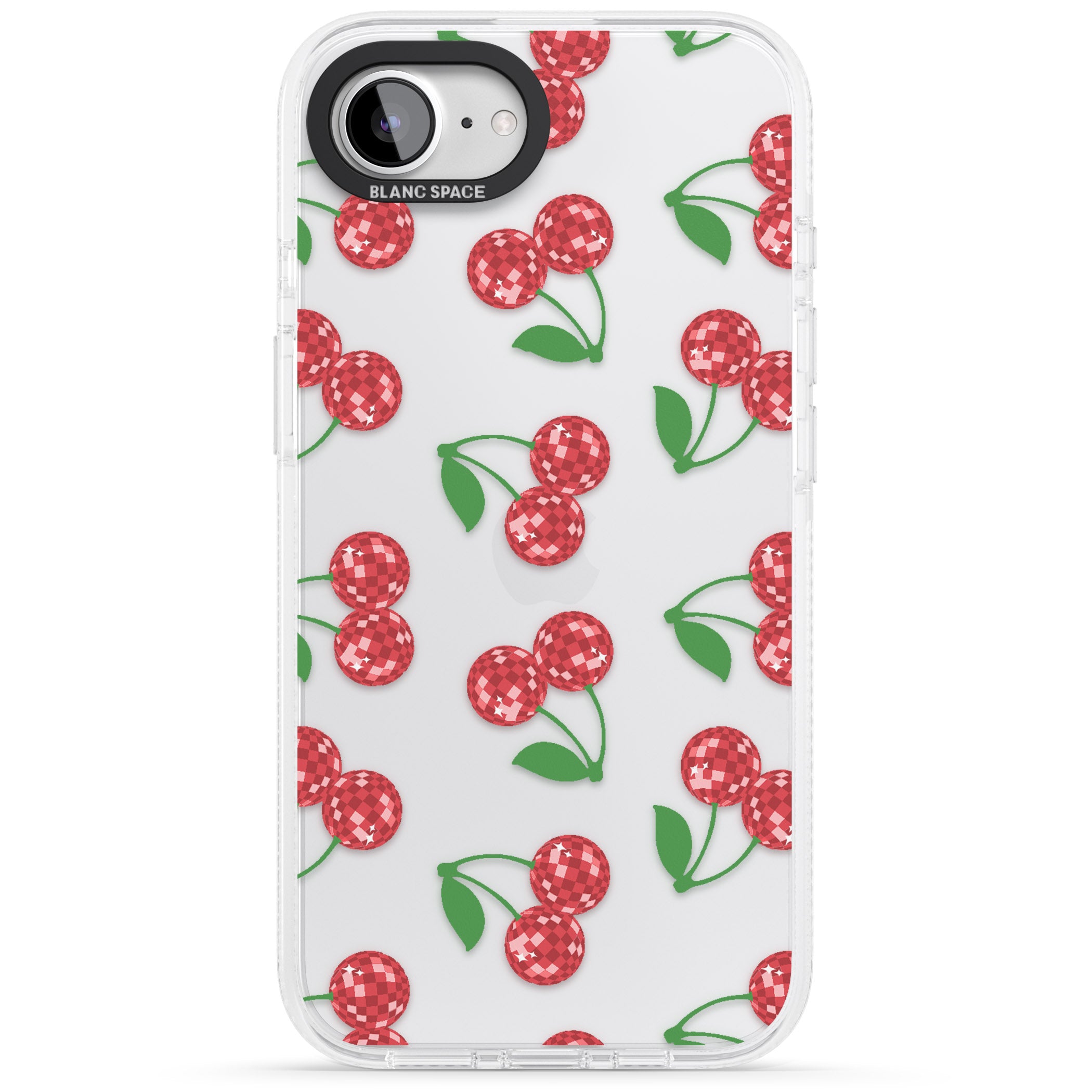 Disco Cherry Pattern iPhone 16e Clear Case Impact Air - Blanc Space