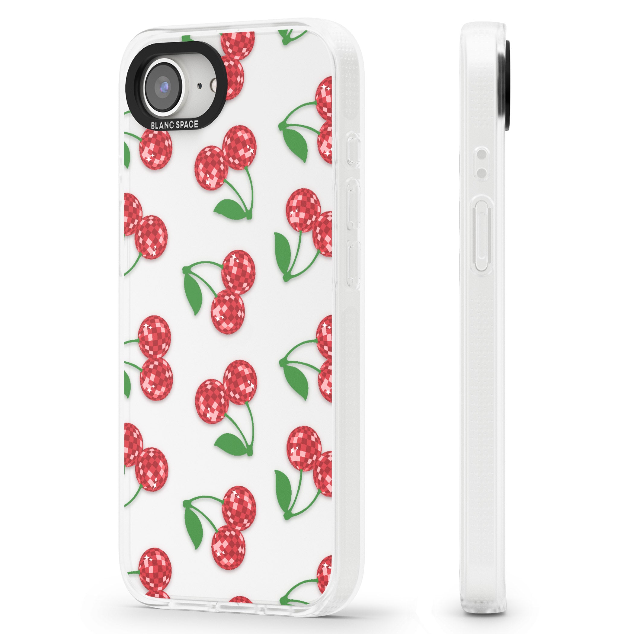 Disco Cherry Pattern iPhone 16e Clear Case Impact Air - Blanc Space