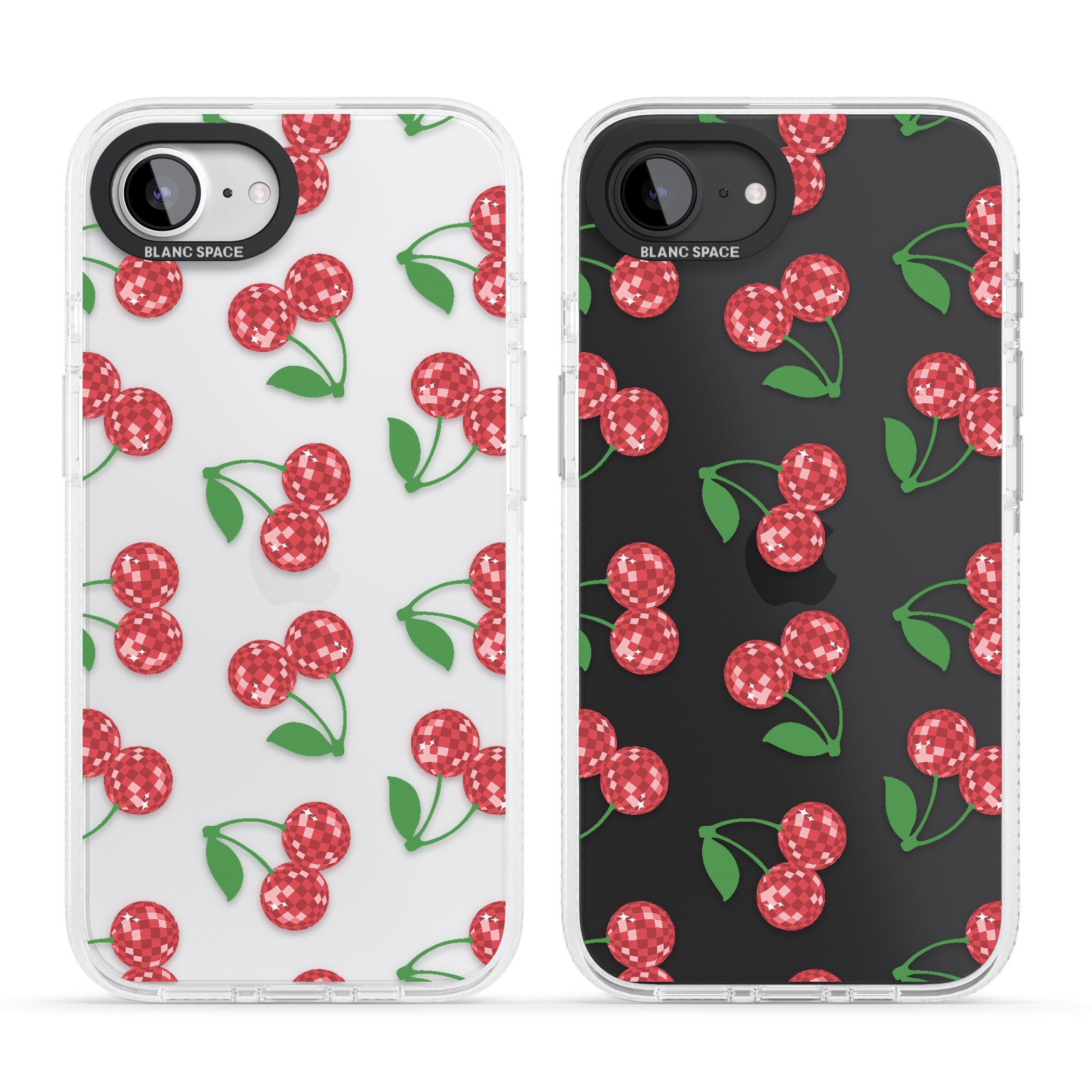 Disco Cherry Pattern iPhone 16e Clear Case Impact Air - Blanc Space