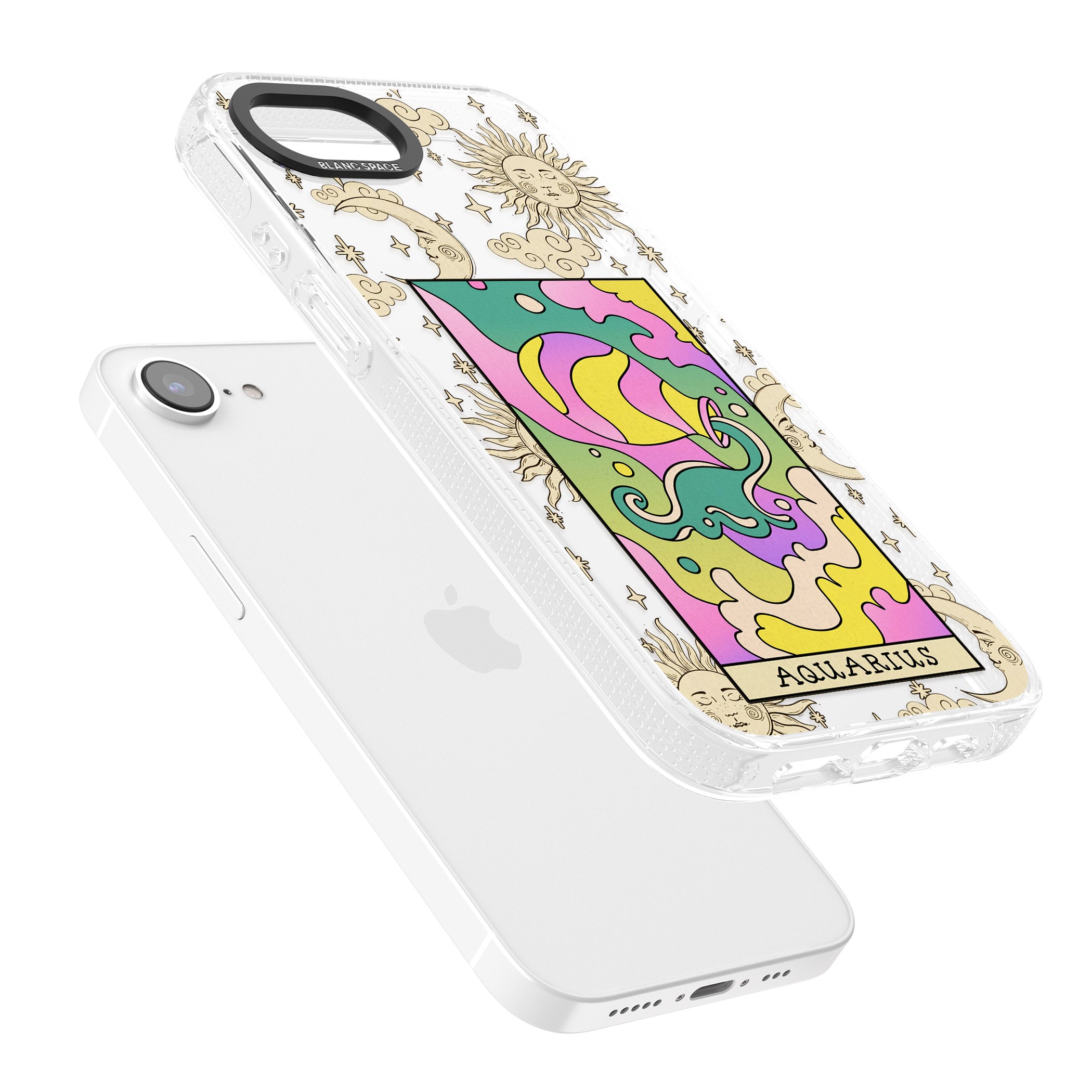 Celestial Zodiac - Aquarius iPhone 16e Clear Case Impact Air - Blanc Space