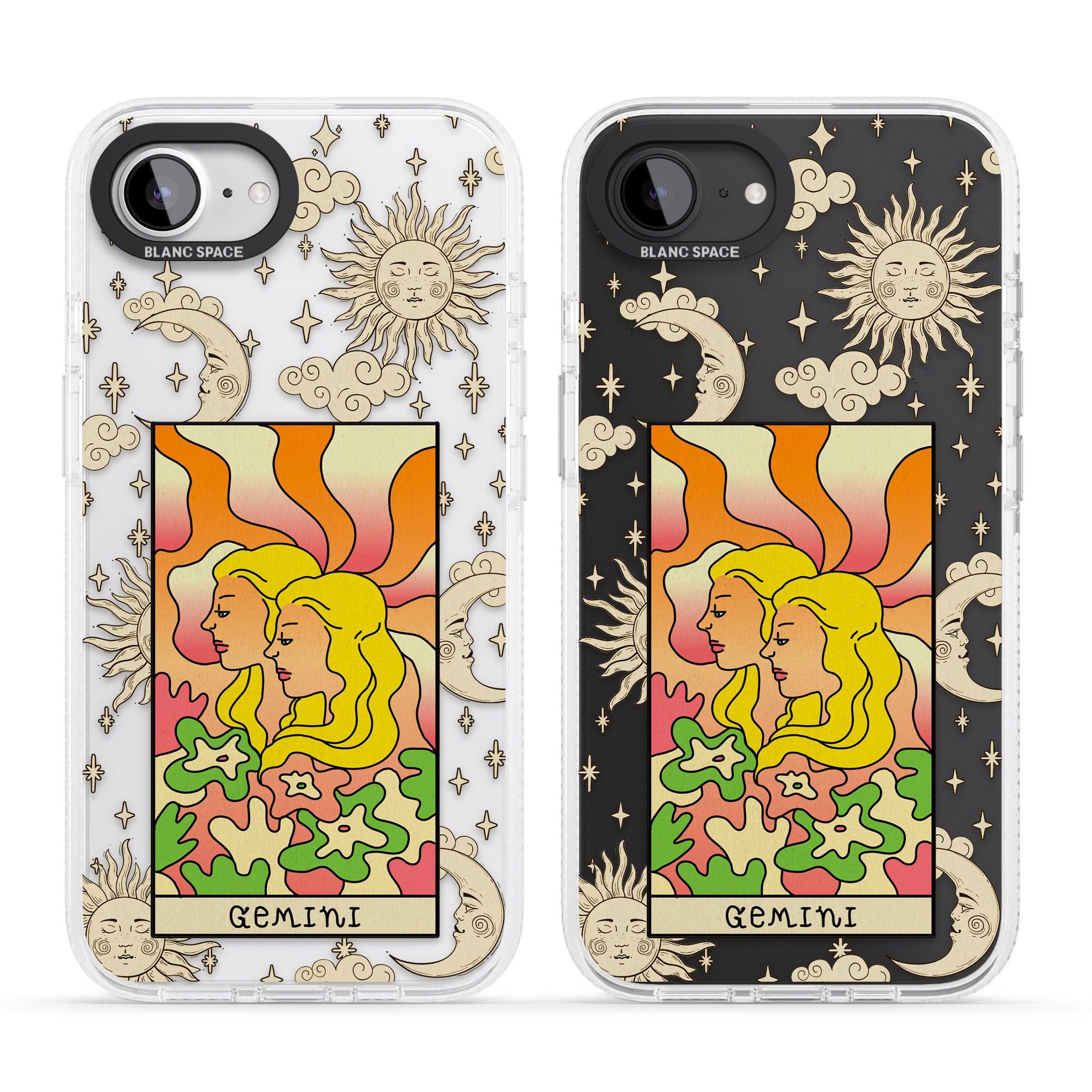 Celestial Zodiac - Gemini iPhone 16e Clear Case Impact Air - Blanc Space