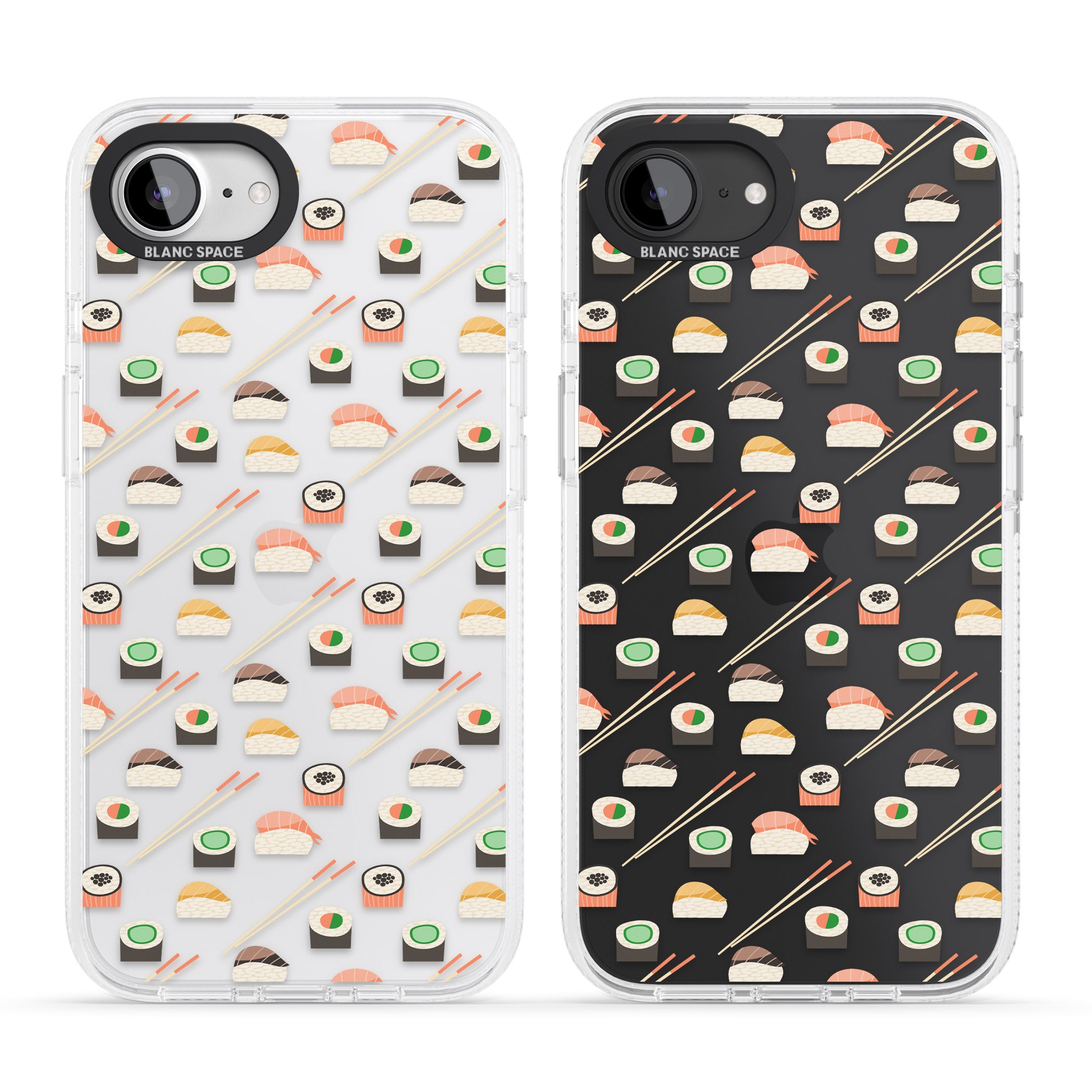 Sushi & Chopsticks Pattern iPhone 16e Clear Case Impact Air - Blanc Space