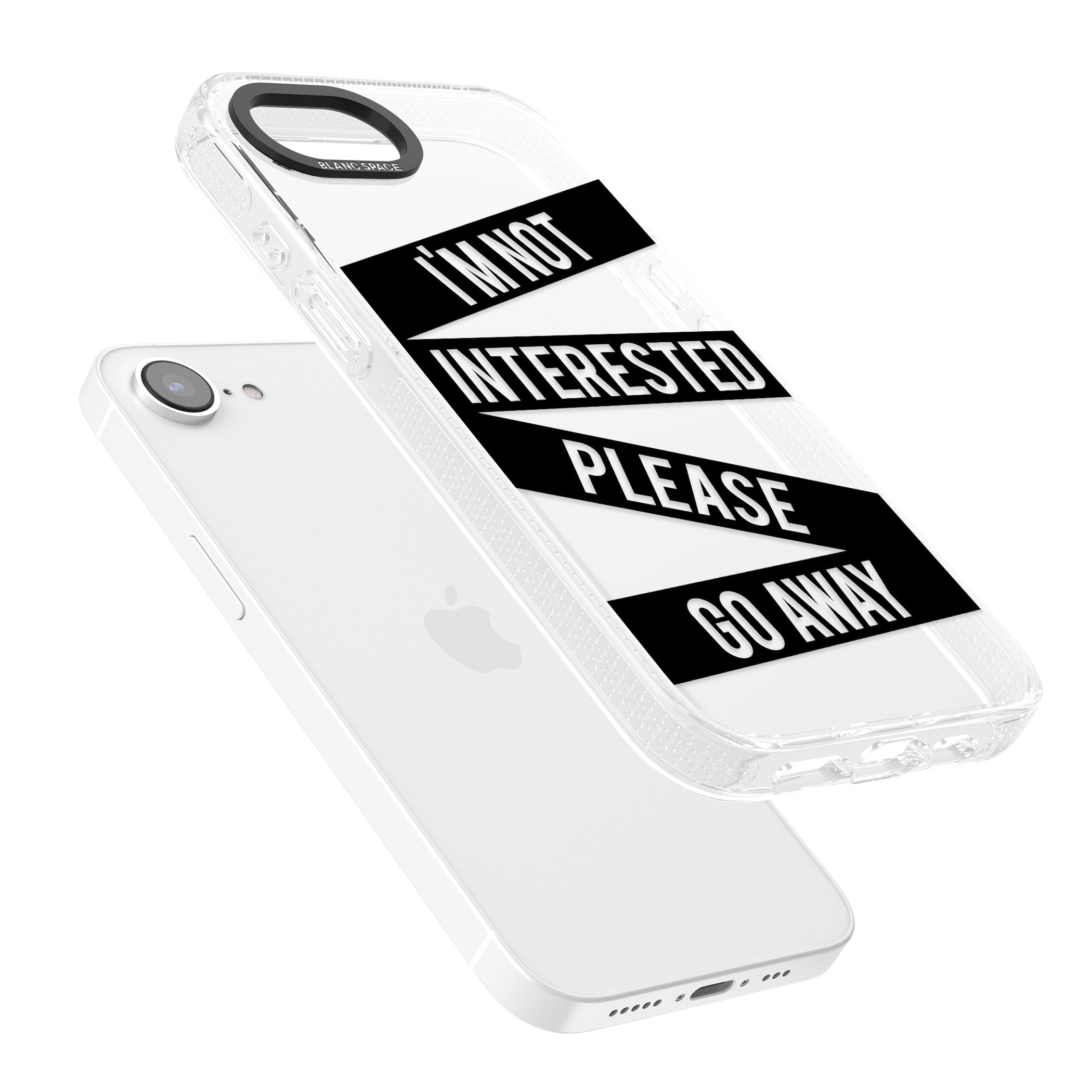 Black Stripes I'm Not Interested iPhone 16e Clear Case Impact Air - Blanc Space