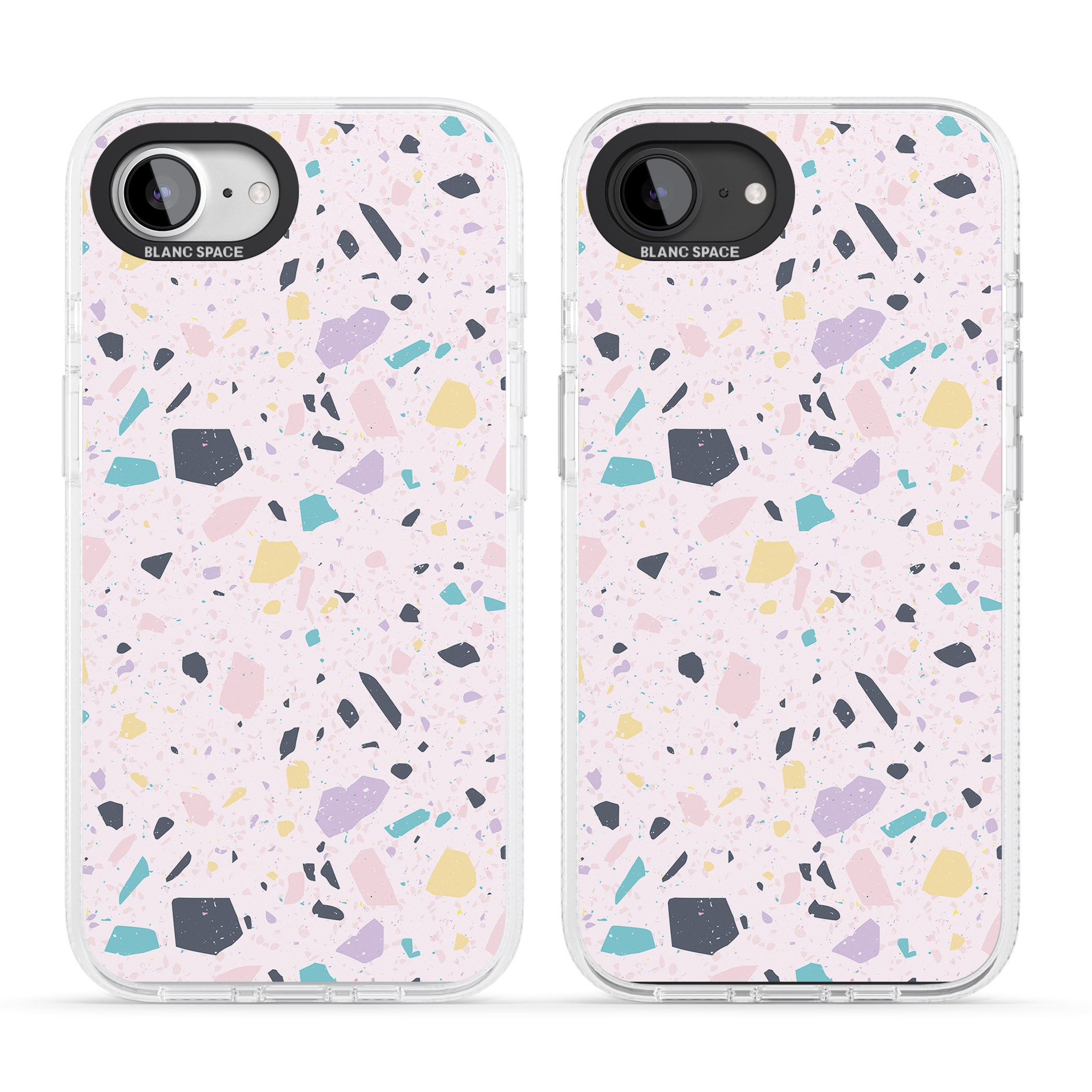 Pink, Purple & Turquoise Terrazzo Pattern iPhone 16e Clear Case Impact Air - Blanc Space