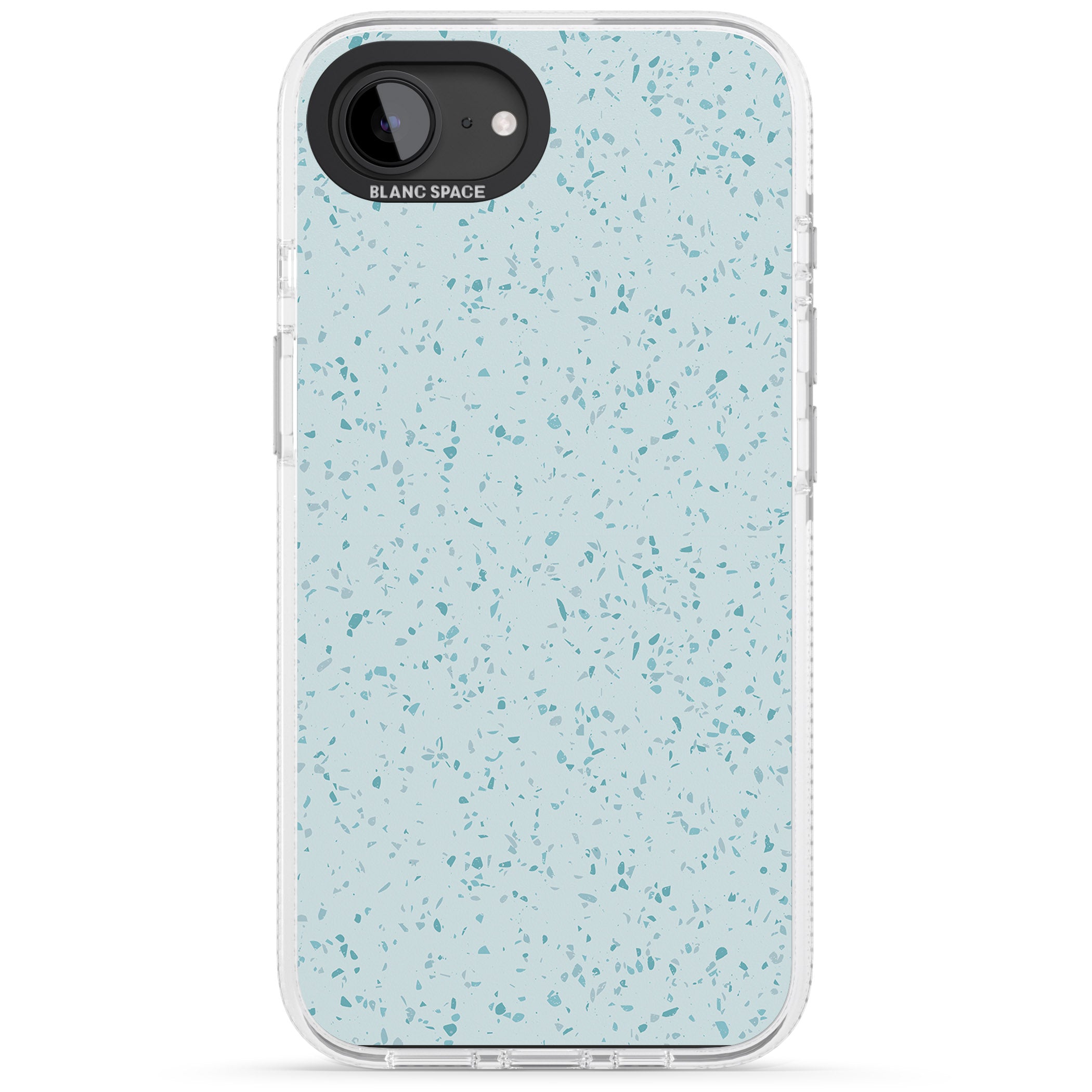 Light Blue Terrazzo Pattern iPhone 16e Clear Case Impact Air - Blanc Space