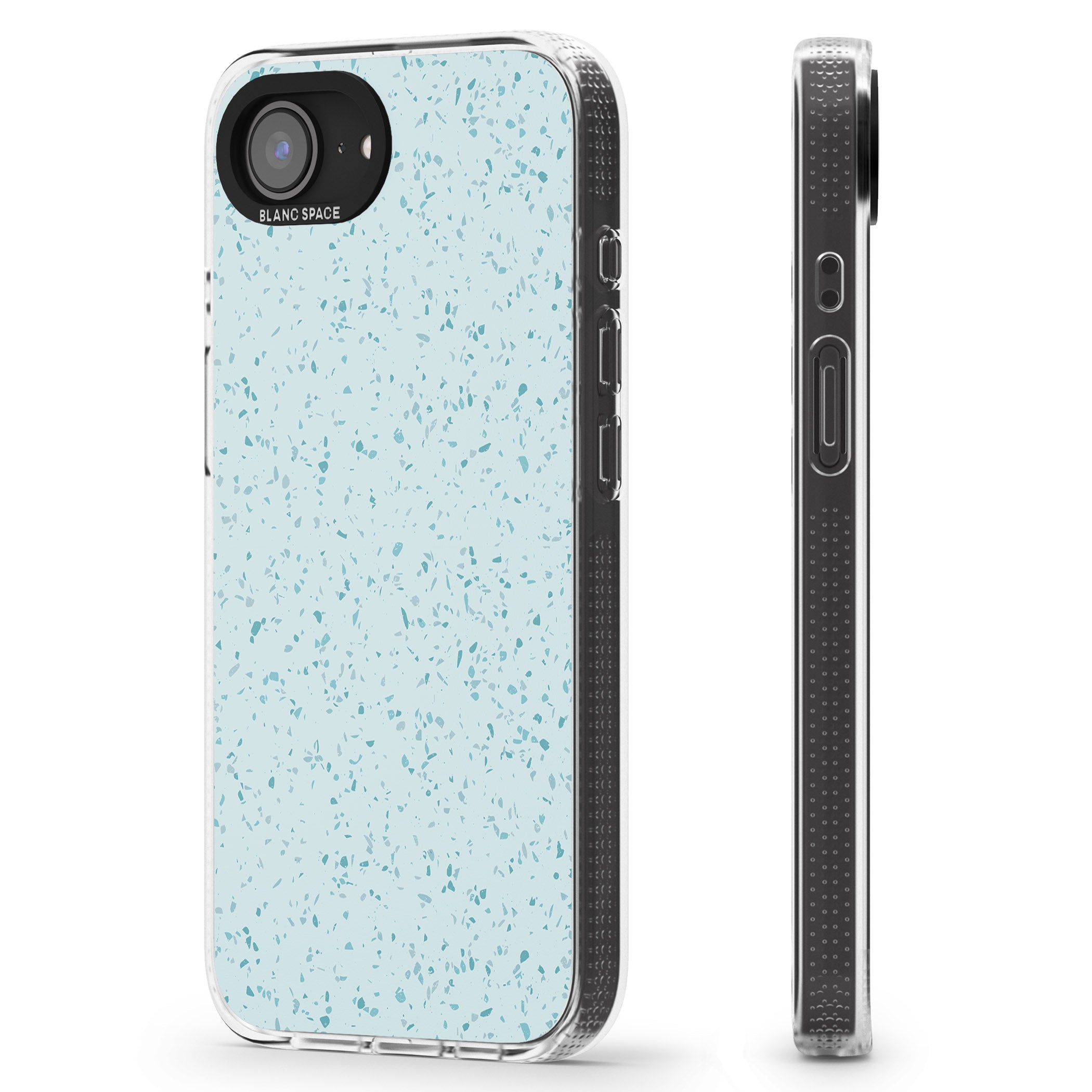 Light Blue Terrazzo Pattern iPhone 16e Clear Case Impact Air - Blanc Space