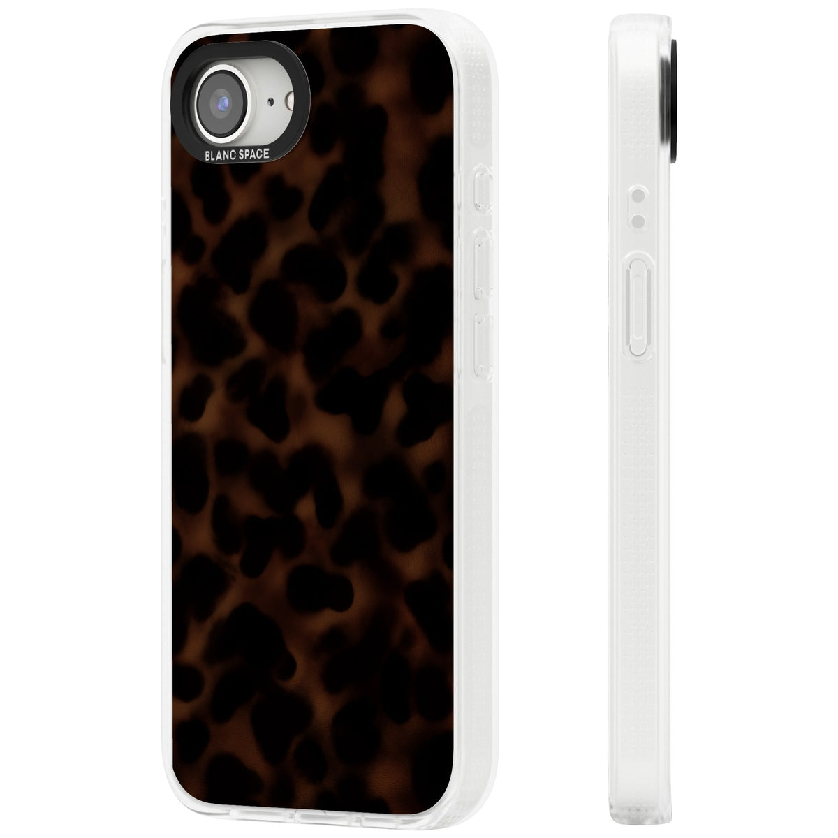 Dark Tortoise Shell old money iPhone case featuring a dark tortoiseshell pattern with amber and black animal print tones iPhone 16e / iPhone 16E / iPhone 17e Impact Air Phone Case side