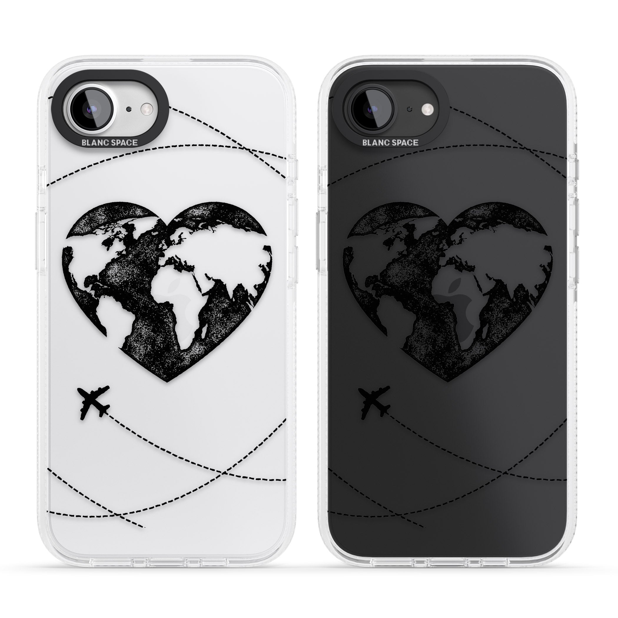 Globe Heart iPhone 16e Clear Case Impact Air - Blanc Space