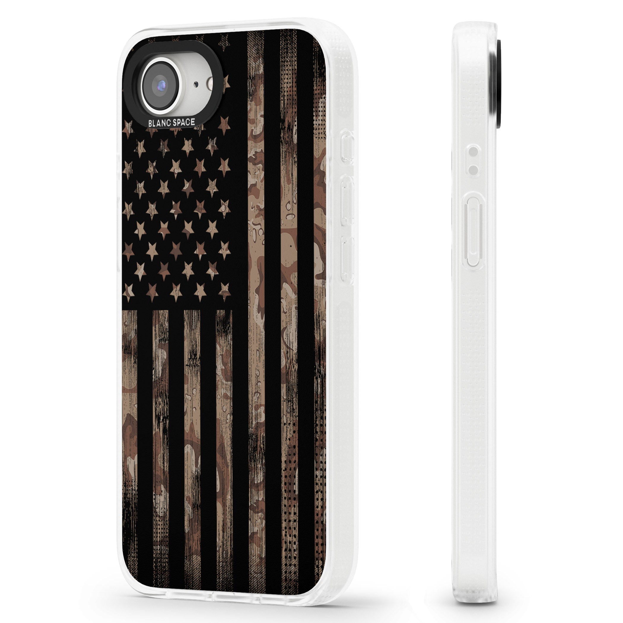 American Flag Camo iPhone 16e Clear Case Impact Air - Blanc Space