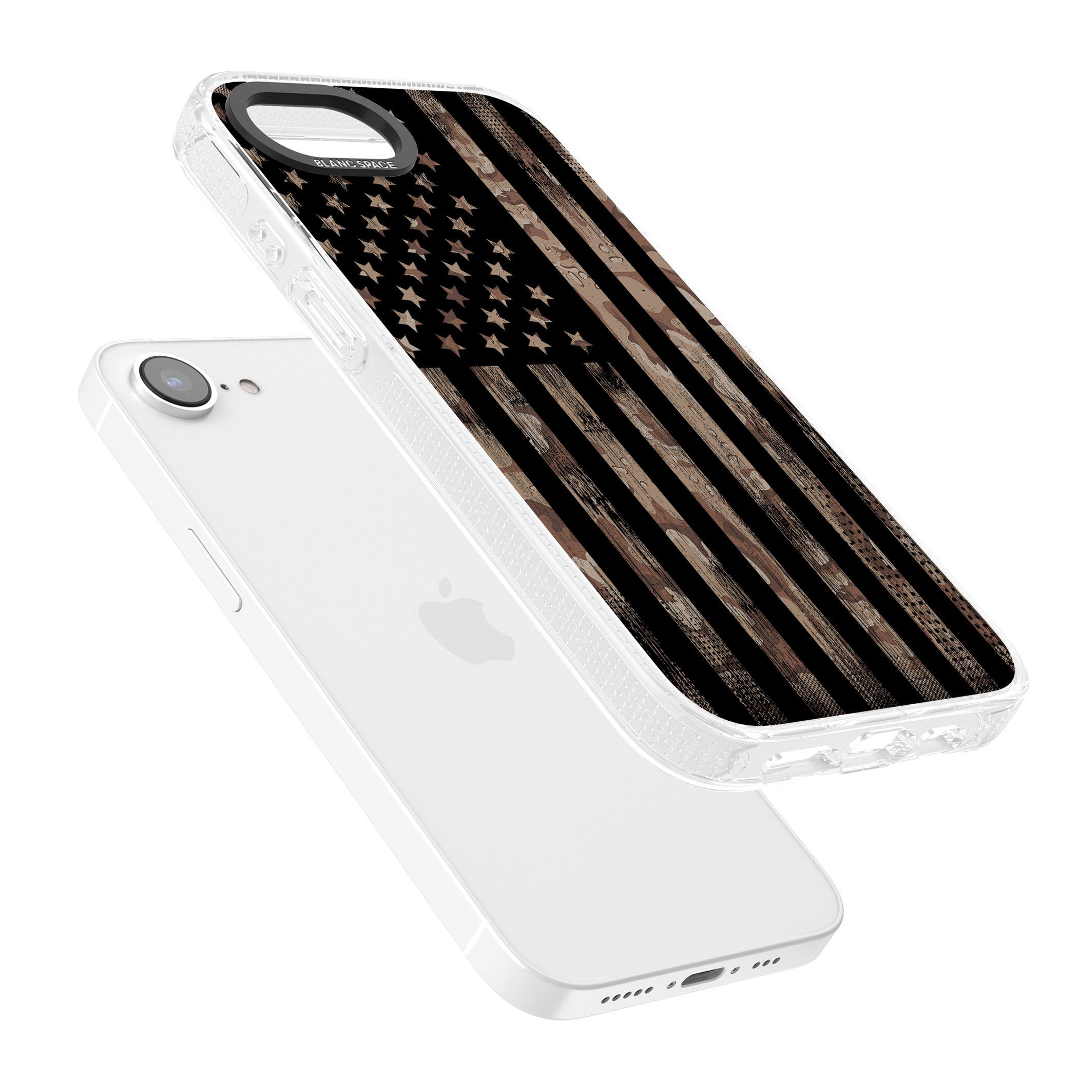 American Flag Camo iPhone 16e Clear Case Impact Air - Blanc Space