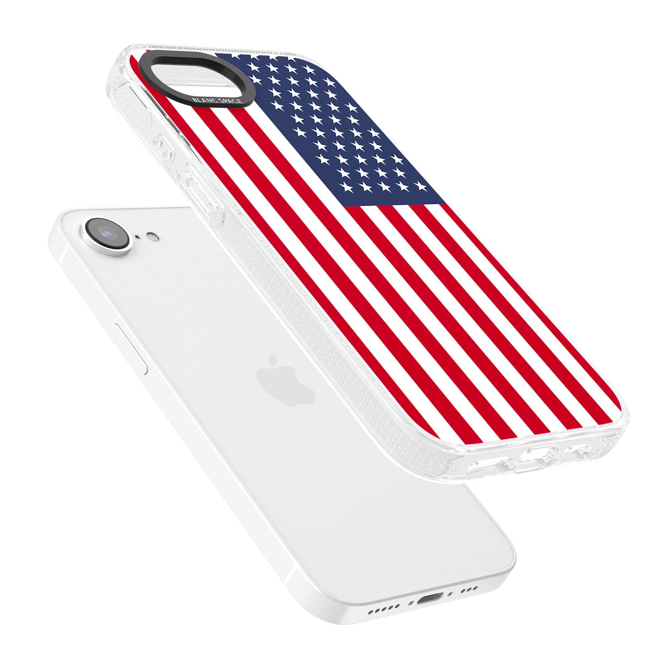 American Flag iPhone 16e Clear Case Impact Air - Blanc Space