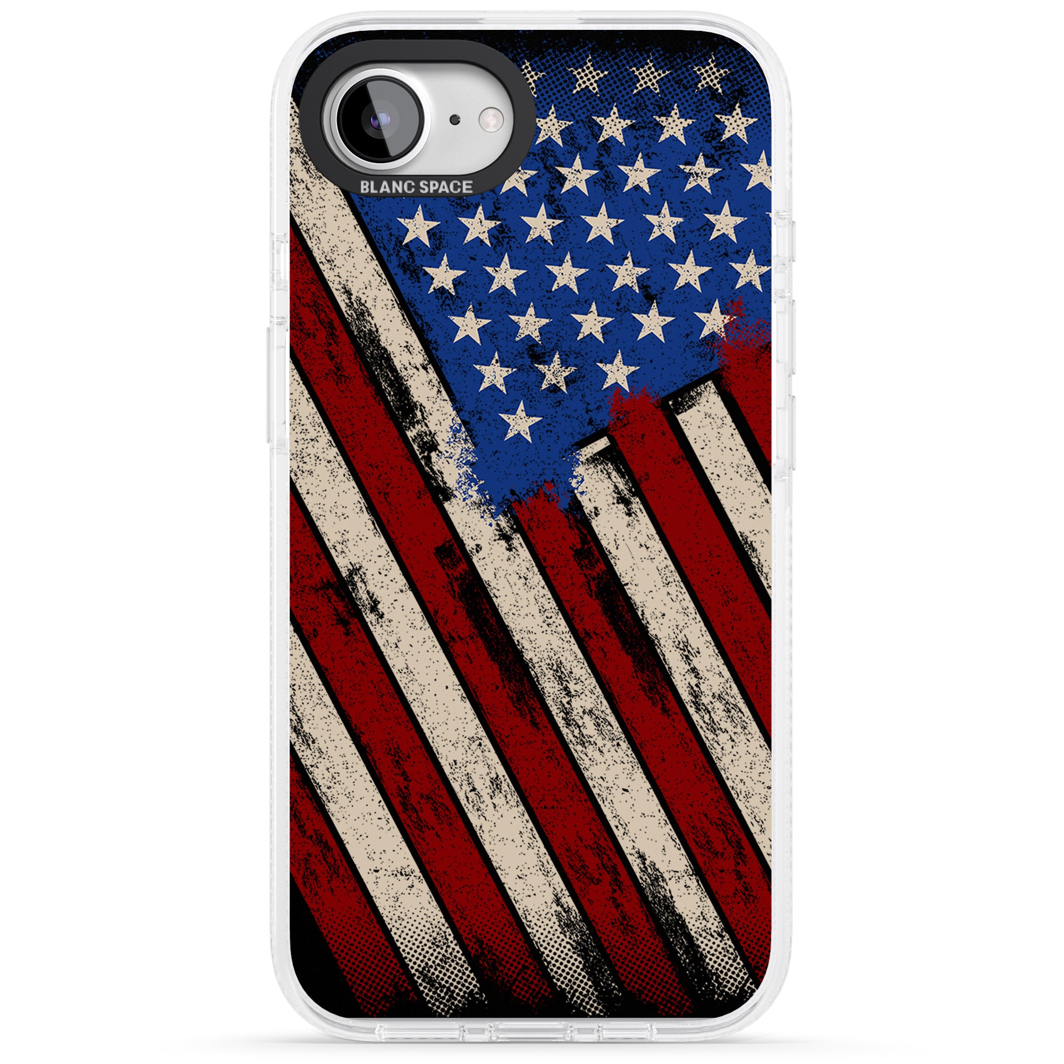 Distressed US Flag iPhone 16e Clear Case Impact Air - Blanc Space