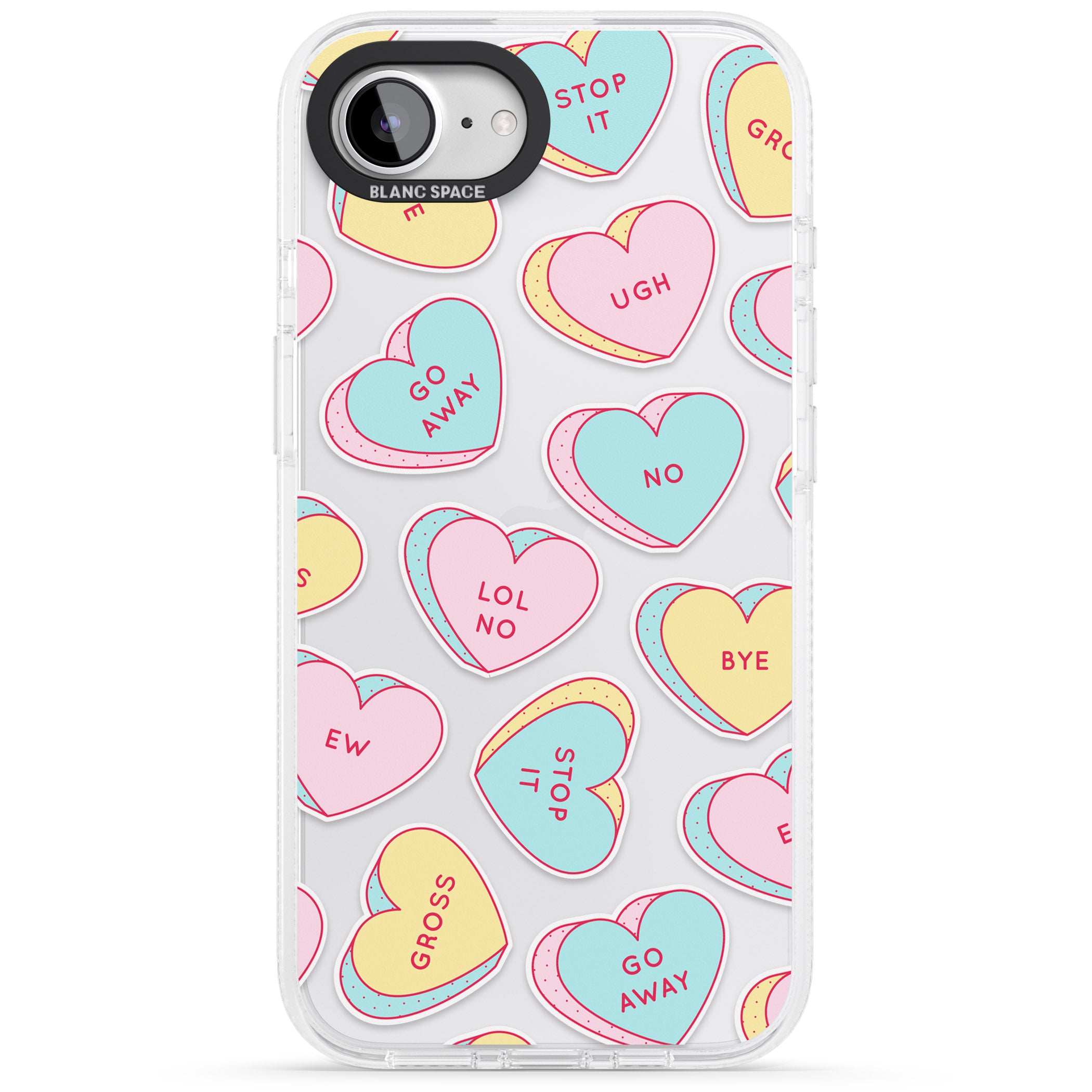 Sarcastic Love Hearts iPhone 16e Clear Case Impact Air - Blanc Space
