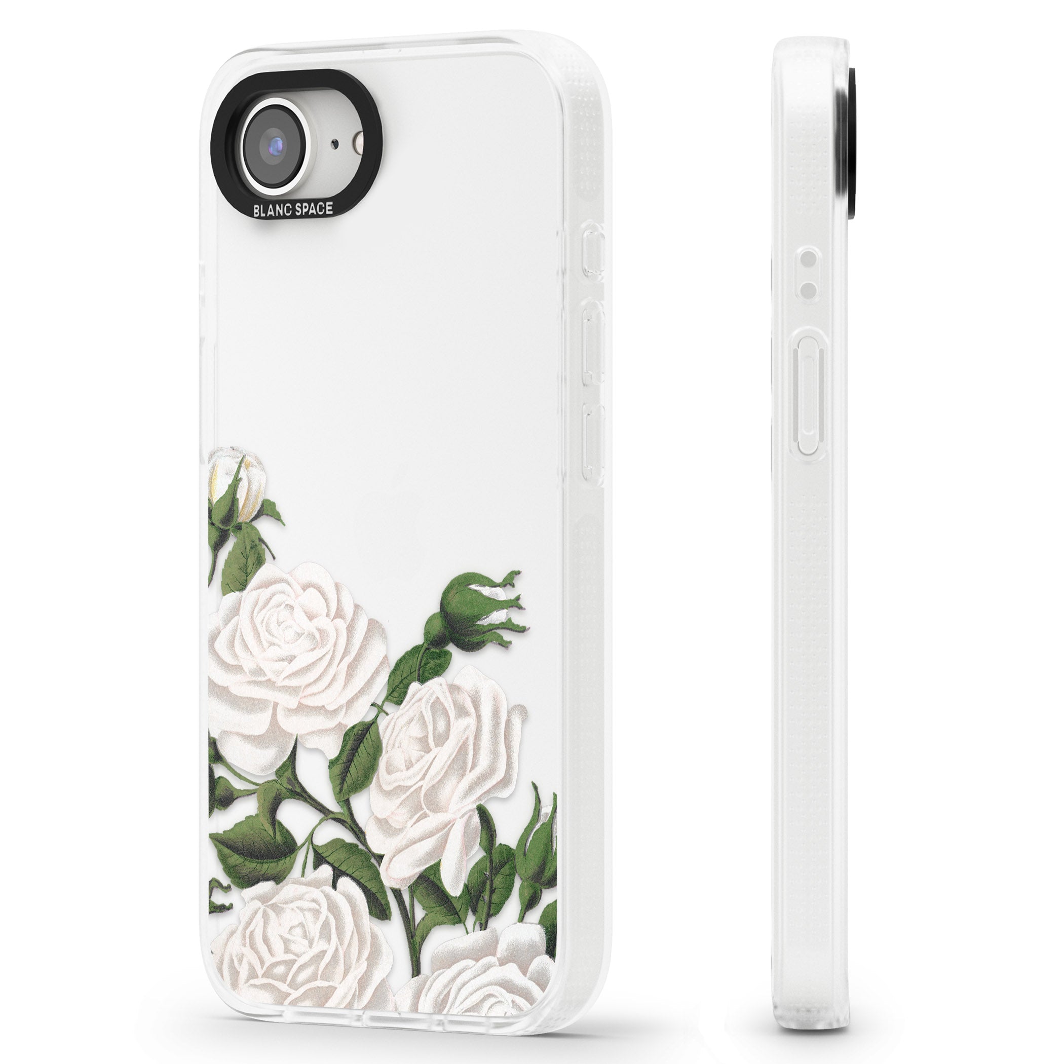 White Vintage Painted Flowers iPhone 16e Clear Case Impact Air - Blanc Space