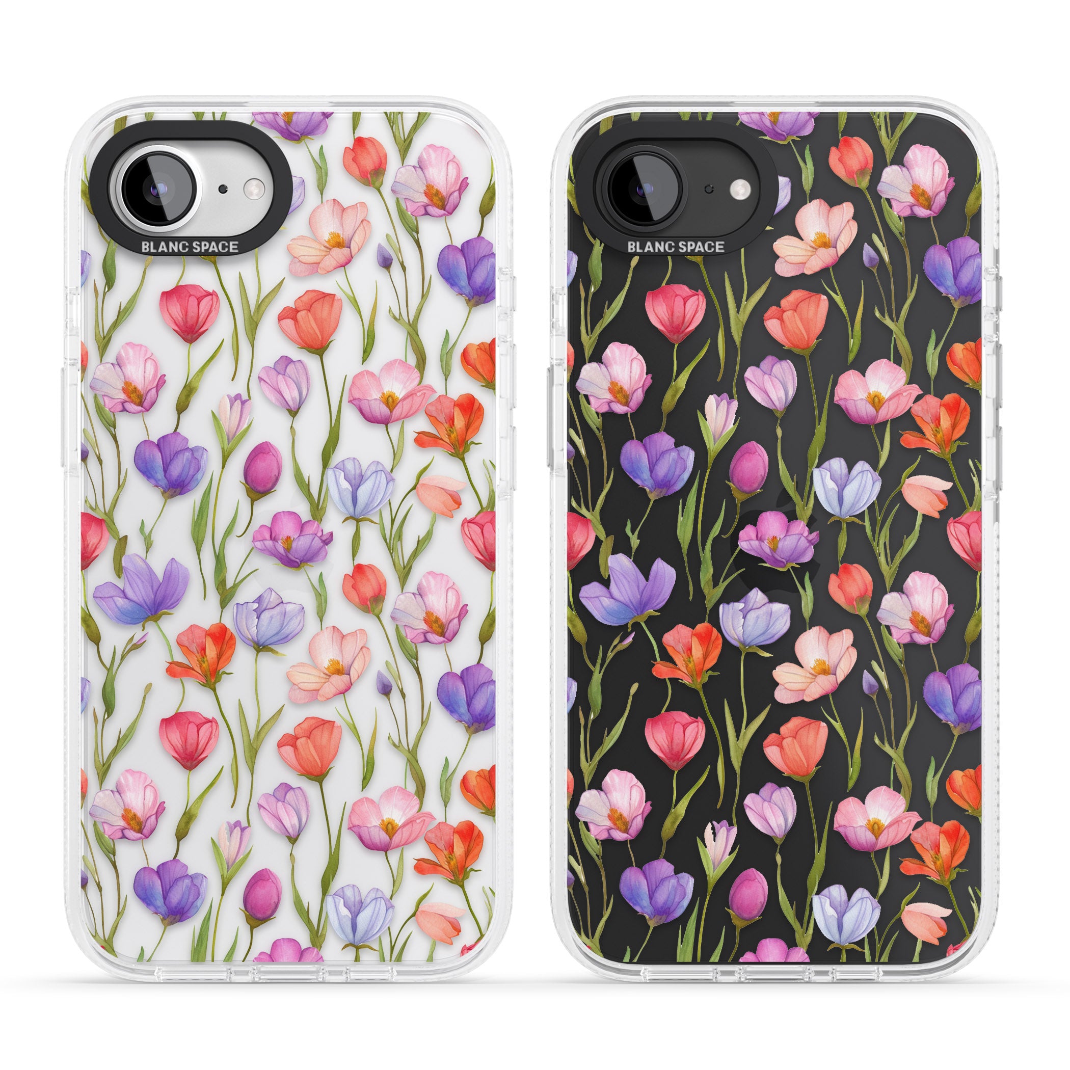 Red, Pink & Purple Flowers iPhone 16e Clear Case Impact Air - Blanc Space