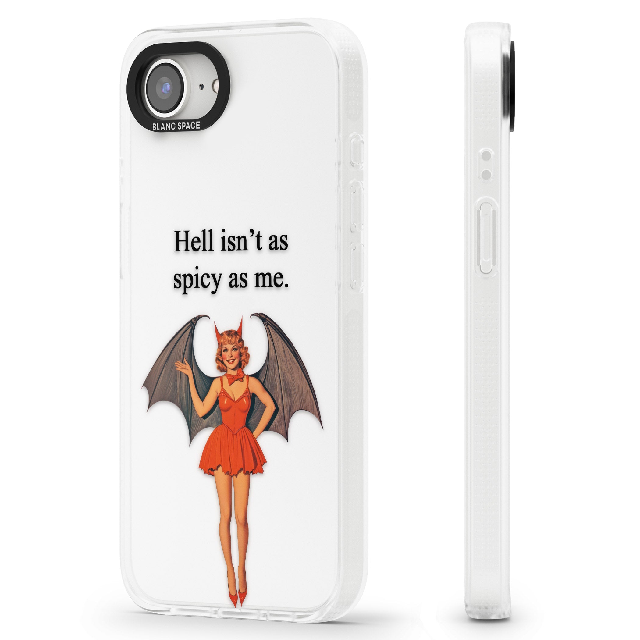 Hell Isn't As Spicy As Me iPhone 16e Clear Case Impact Air - Blanc Space
