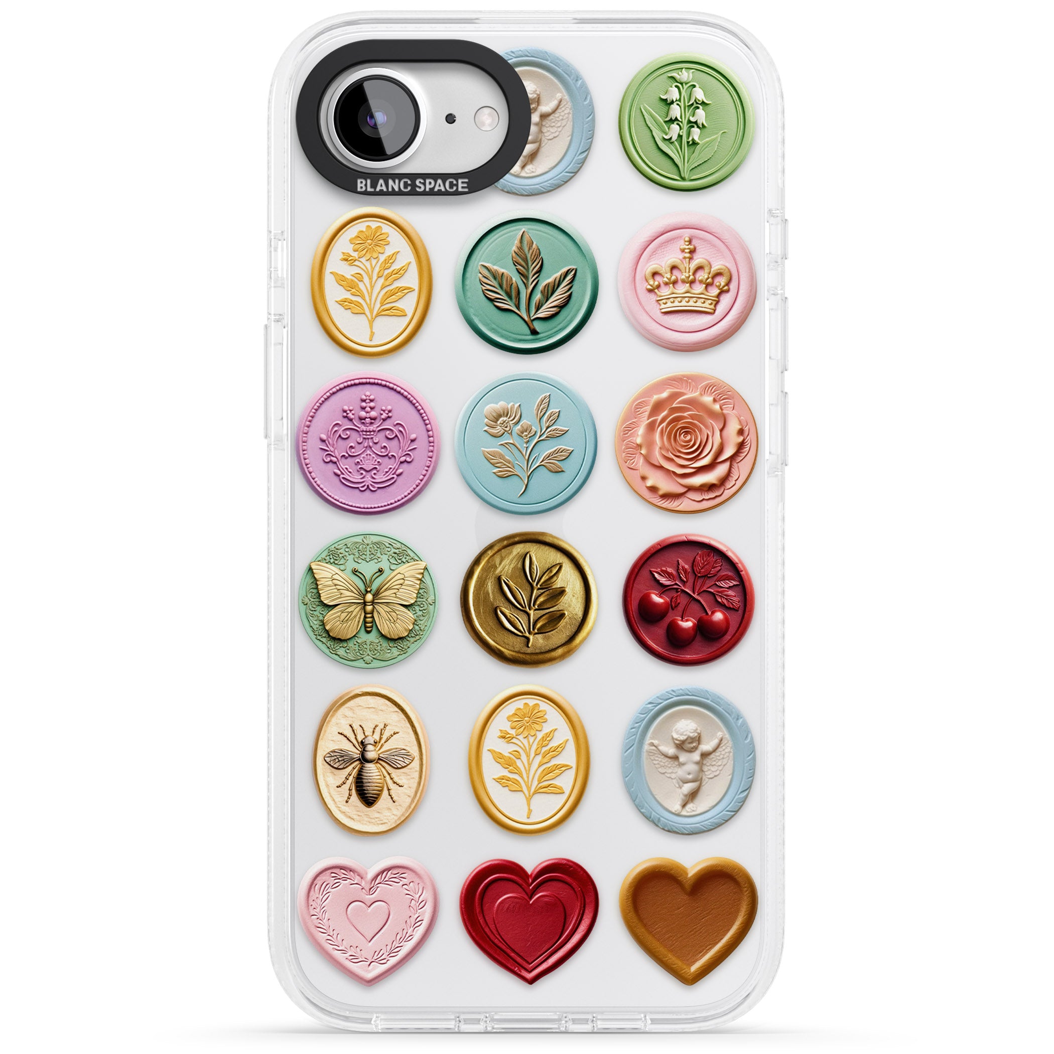 Vintage Wax Seal pattern iPhone 16e Clear Case Impact Air - Blanc Space
