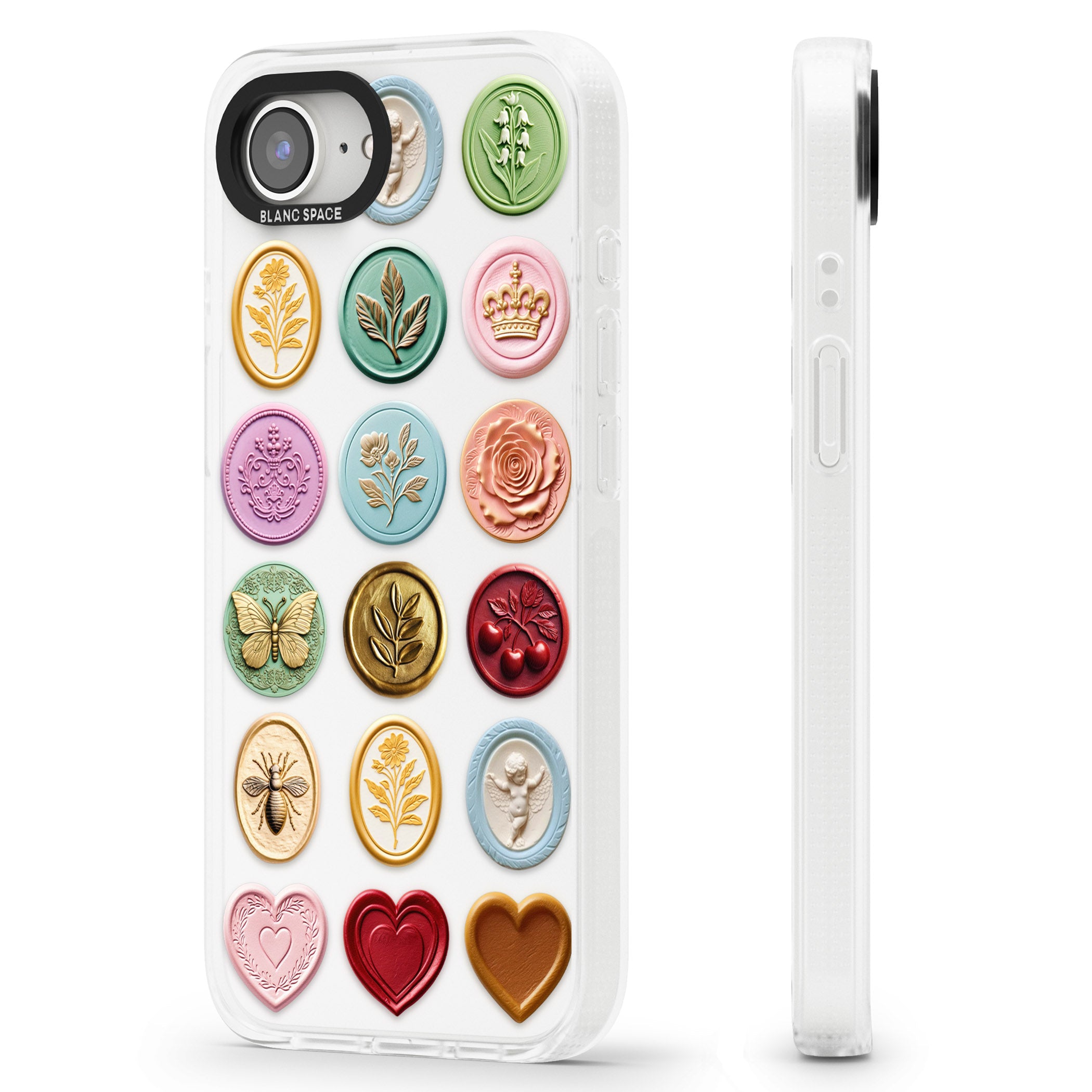 Vintage Wax Seal pattern iPhone 16e Clear Case Impact Air - Blanc Space