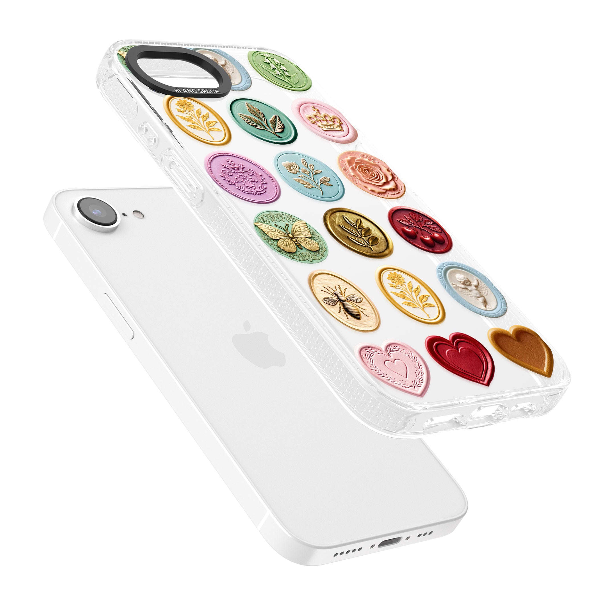 Vintage Wax Seal pattern iPhone 16e Clear Case Impact Air - Blanc Space