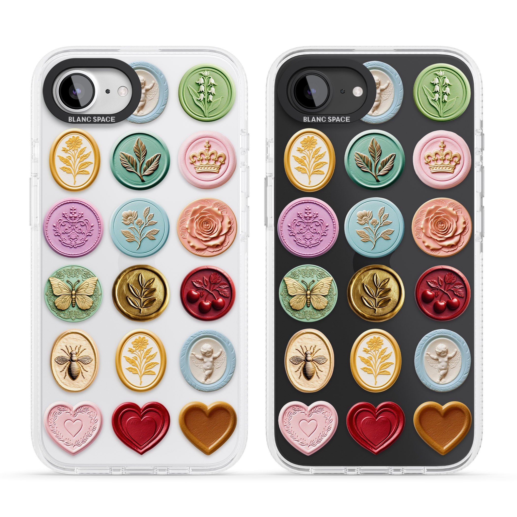 Vintage Wax Seal pattern iPhone 16e Clear Case Impact Air - Blanc Space