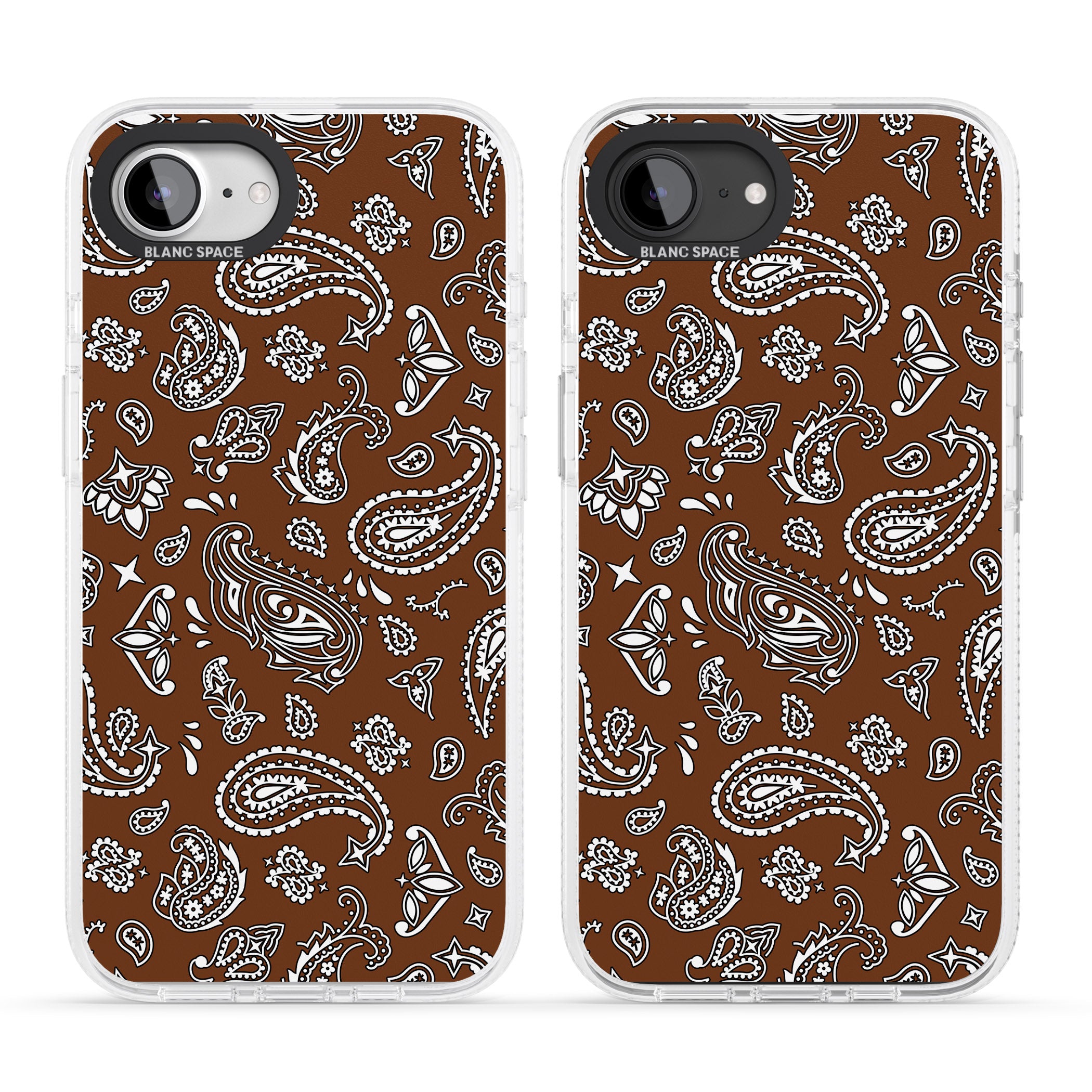 Brown Bandana iPhone 16e Clear Case Impact Air - Blanc Space
