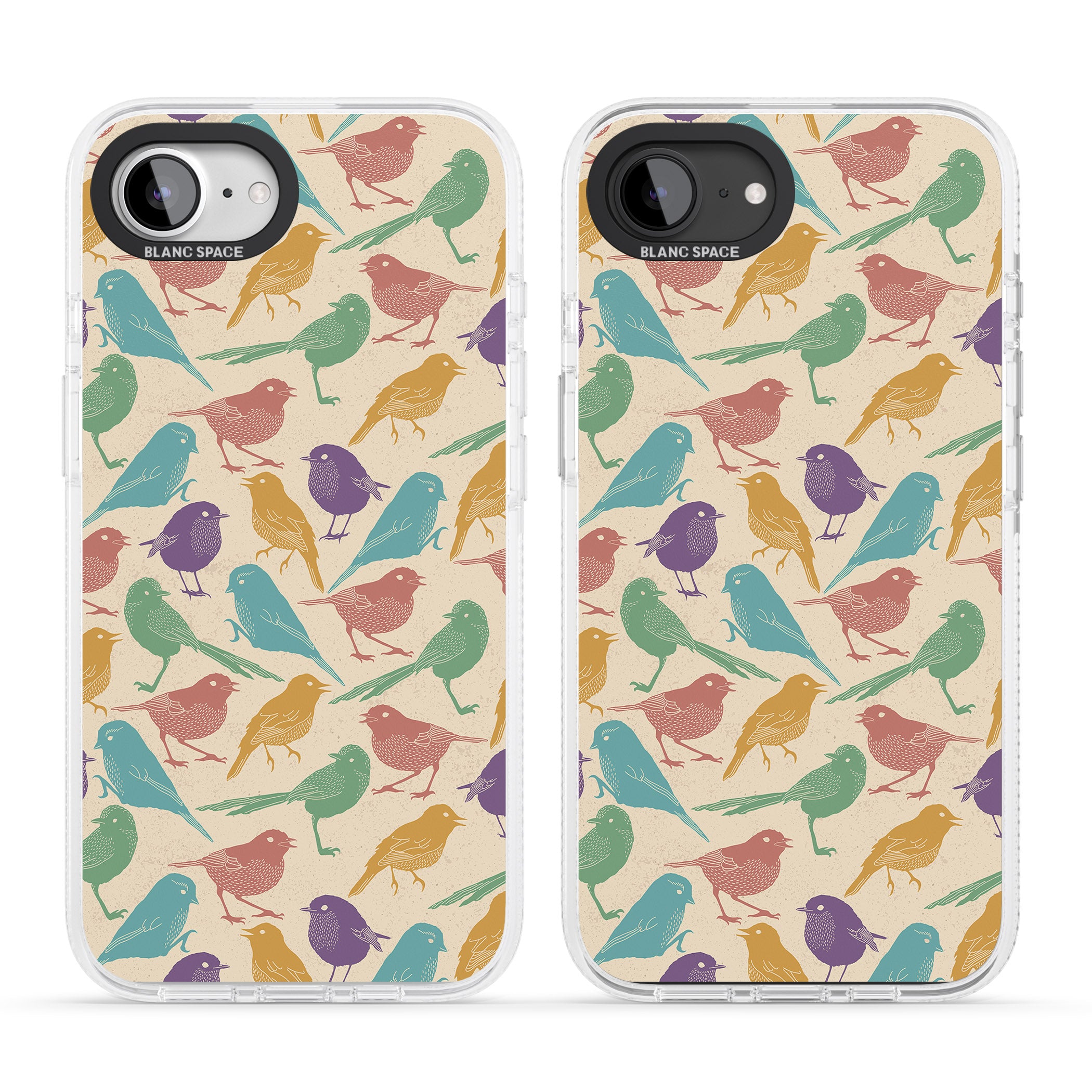 Colourful Feathered Friends Bird iPhone 16e Clear Case Impact Air - Blanc Space
