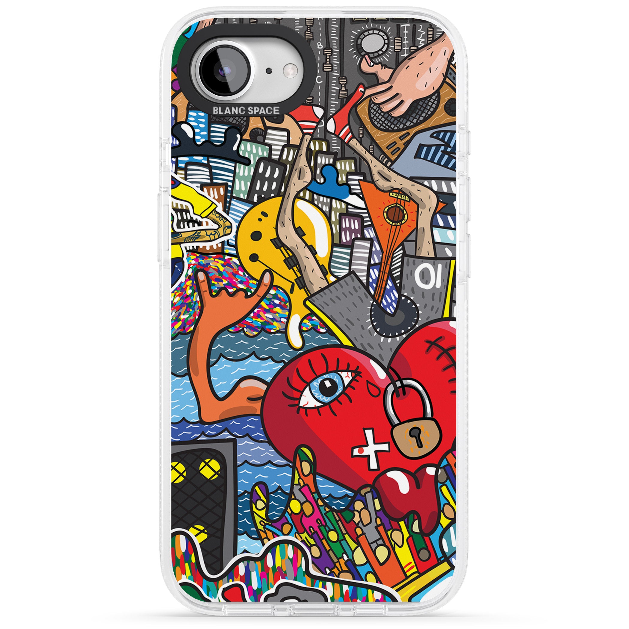 Crowd Tsunami iPhone 16e Clear Case Impact Air - Blanc Space