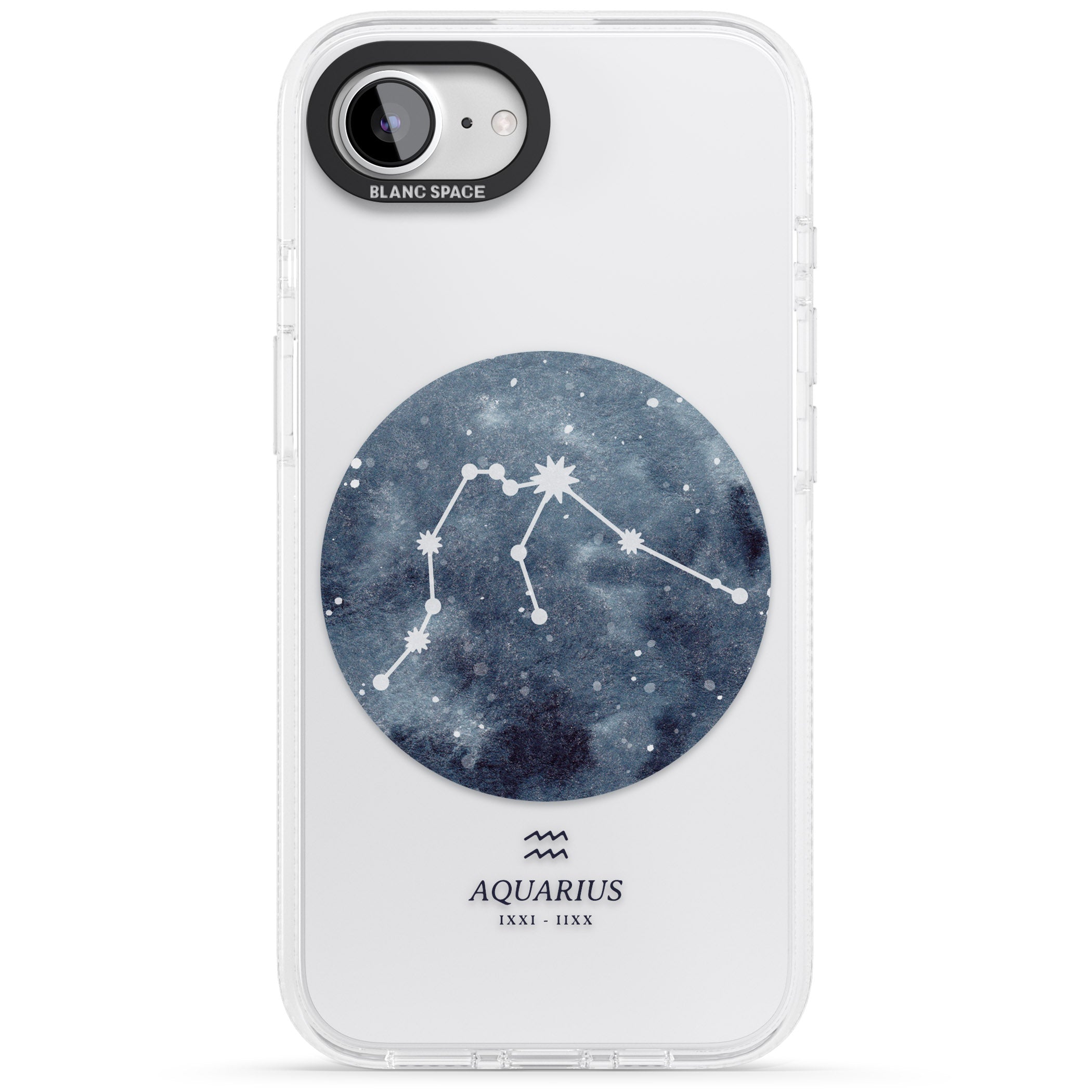 Aquarius Zodiac Transparent Design - Blue iPhone 16e Clear Case Impact Air - Blanc Space